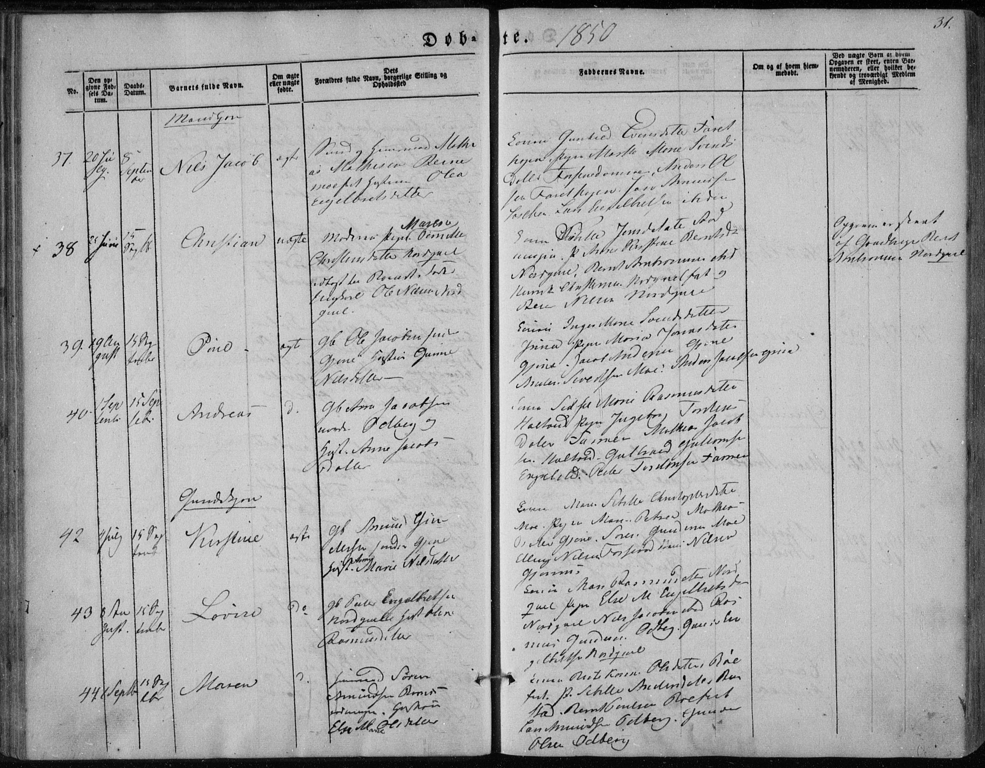 Hedrum kirkebøker, AV/SAKO-A-344/F/Fa/L0006: Parish register (official) no. I 6, 1849-1857, p. 31