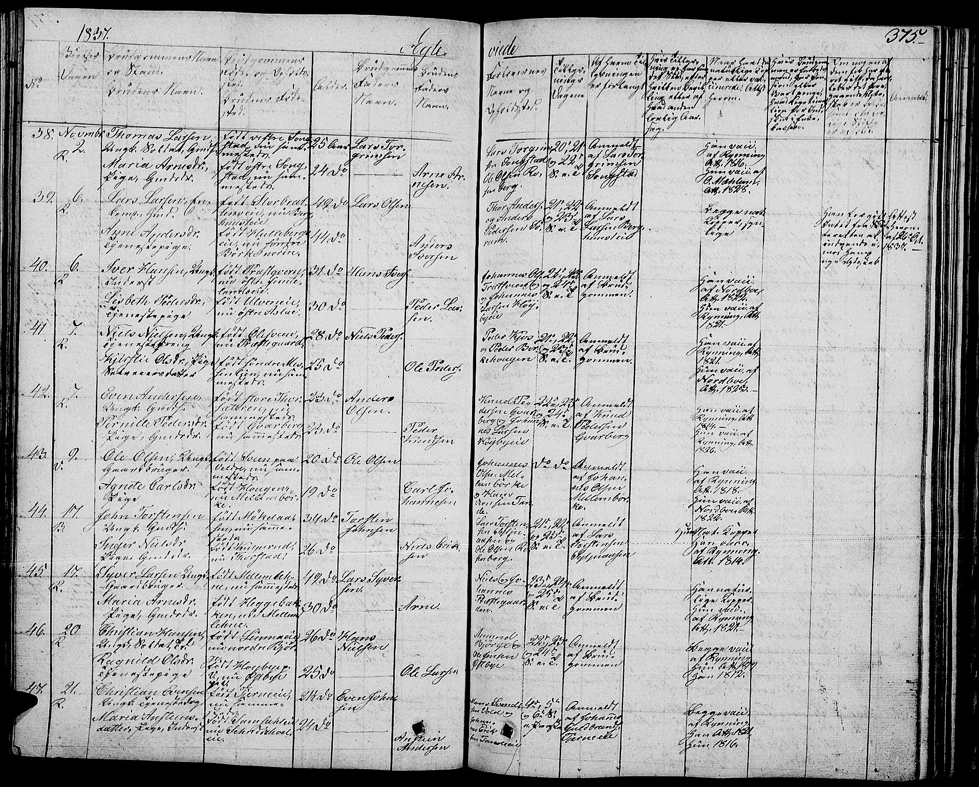 Ringsaker prestekontor, AV/SAH-PREST-014/L/La/L0004: Parish register (copy) no. 4, 1827-1838, p. 375