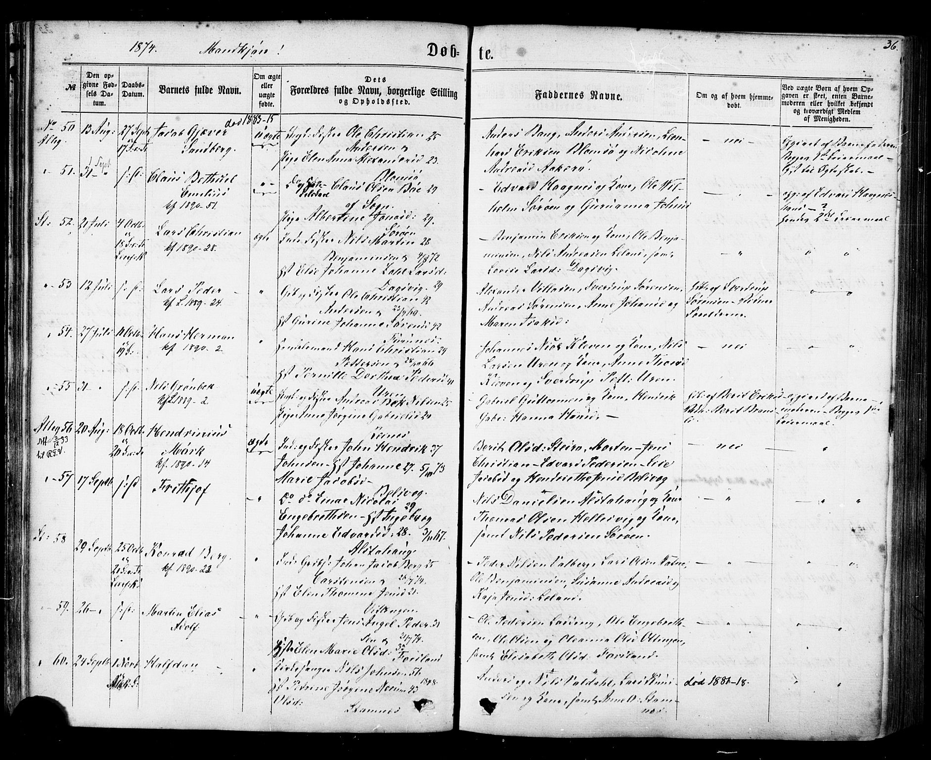 Ministerialprotokoller, klokkerbøker og fødselsregistre - Nordland, AV/SAT-A-1459/830/L0449: Parish register (official) no. 830A13, 1866-1886, p. 36
