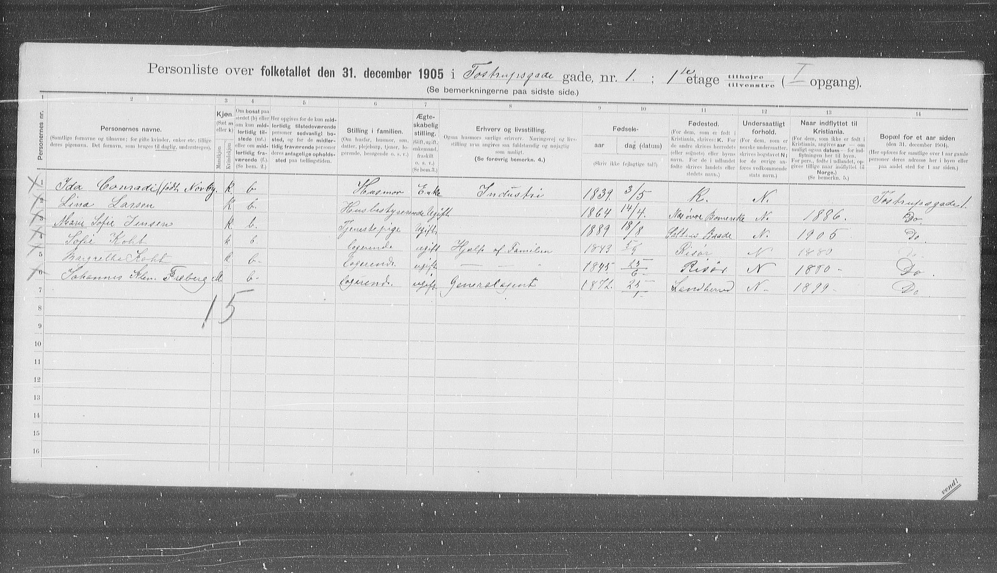 OBA, Municipal Census 1905 for Kristiania, 1905, p. 60479