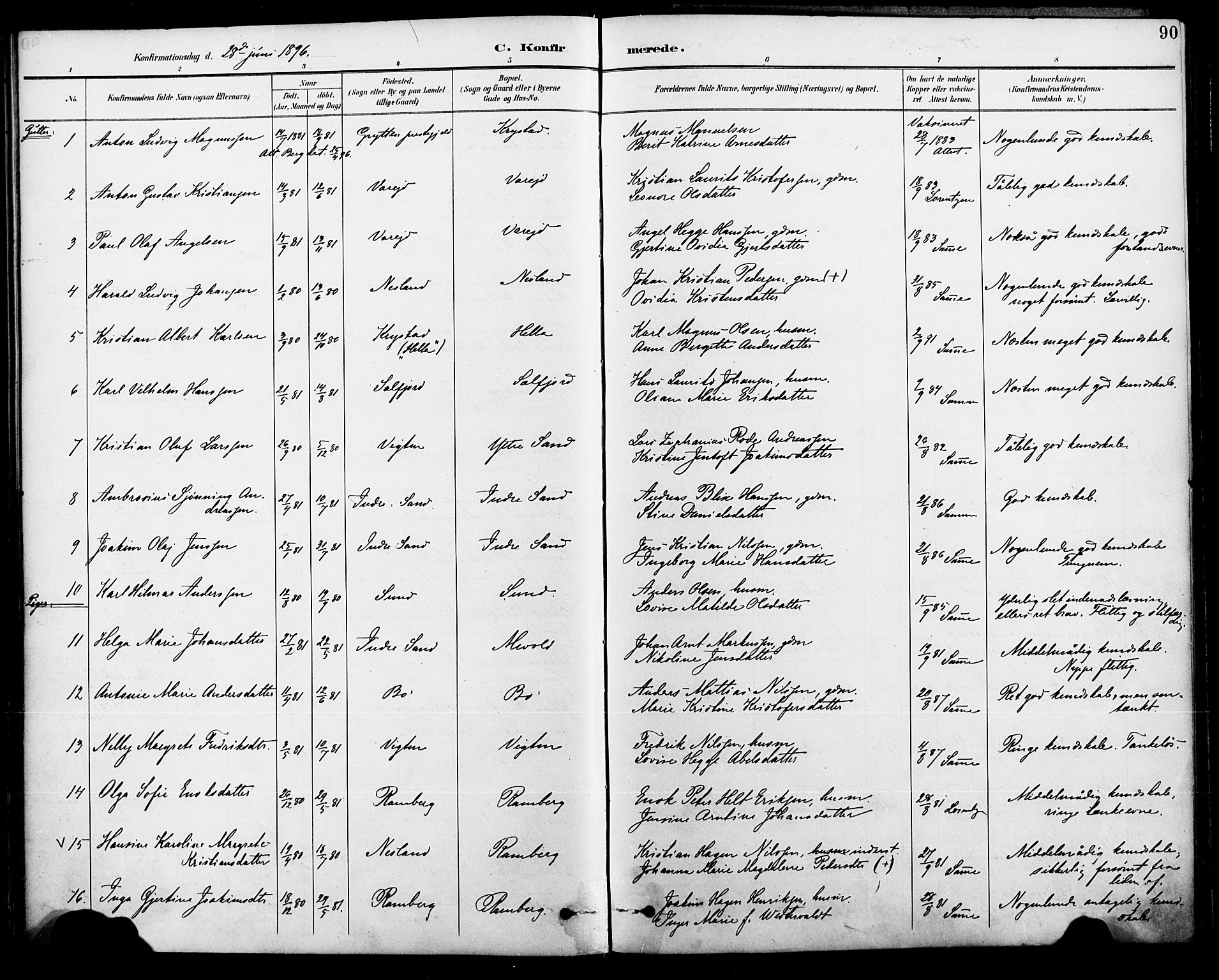 Ministerialprotokoller, klokkerbøker og fødselsregistre - Nordland, AV/SAT-A-1459/885/L1205: Parish register (official) no. 885A06, 1892-1905, p. 90