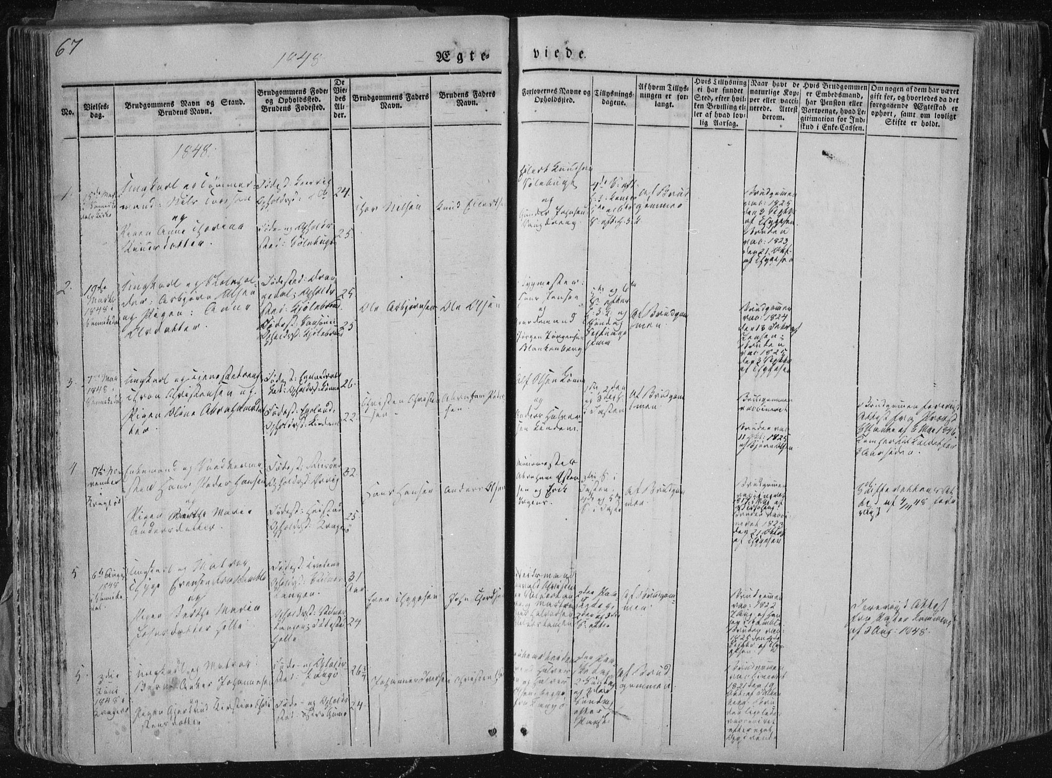 Sannidal kirkebøker, AV/SAKO-A-296/F/Fa/L0007: Parish register (official) no. 7, 1831-1854, p. 67