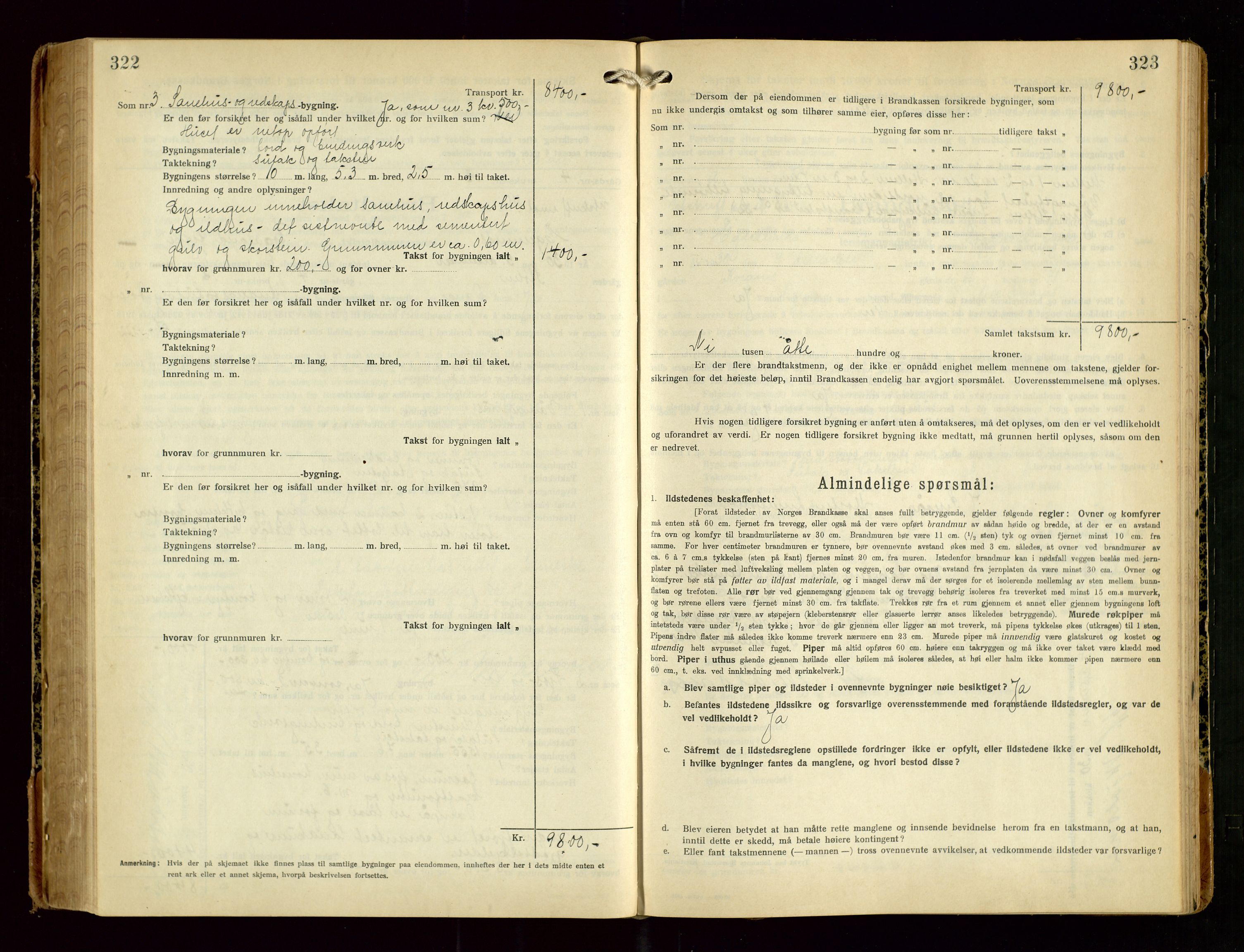 Eigersund lensmannskontor, AV/SAST-A-100171/Gob/L0005: "Brandtakstprotokoll", 1925-1934, p. 322-323