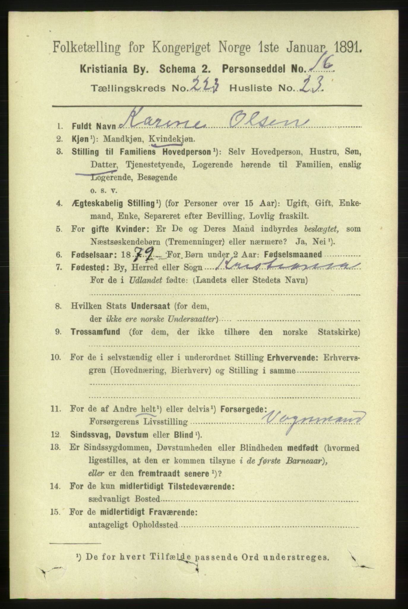 RA, 1891 census for 0301 Kristiania, 1891, p. 135253