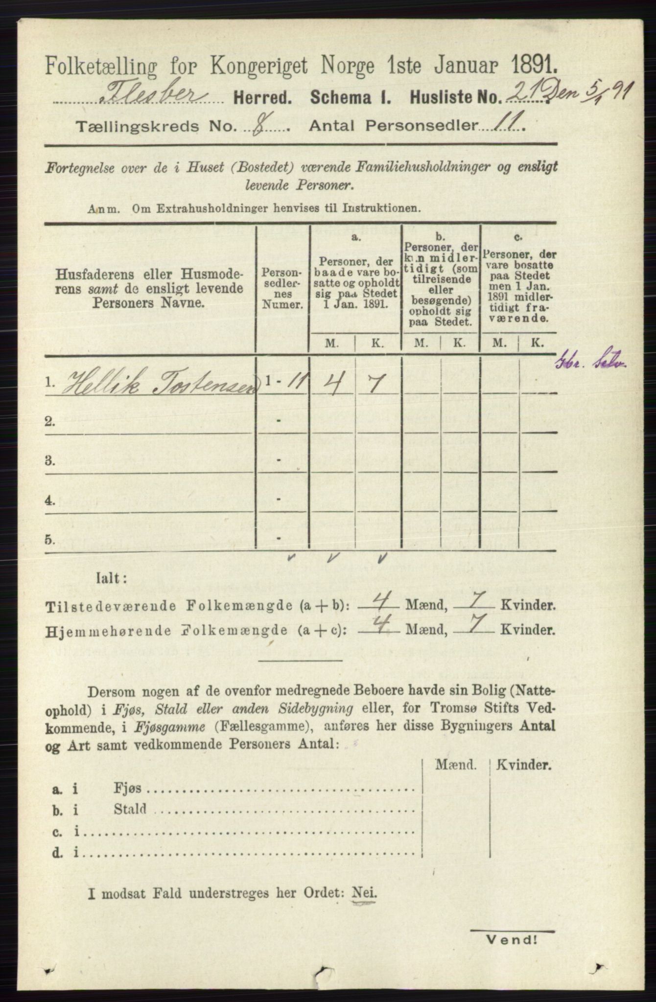 RA, 1891 census for 0631 Flesberg, 1891, p. 1356