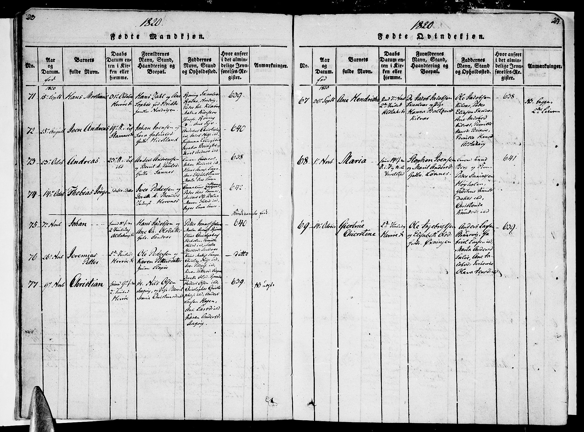 Ministerialprotokoller, klokkerbøker og fødselsregistre - Nordland, SAT/A-1459/830/L0445: Parish register (official) no. 830A09, 1820-1830, p. 23-24