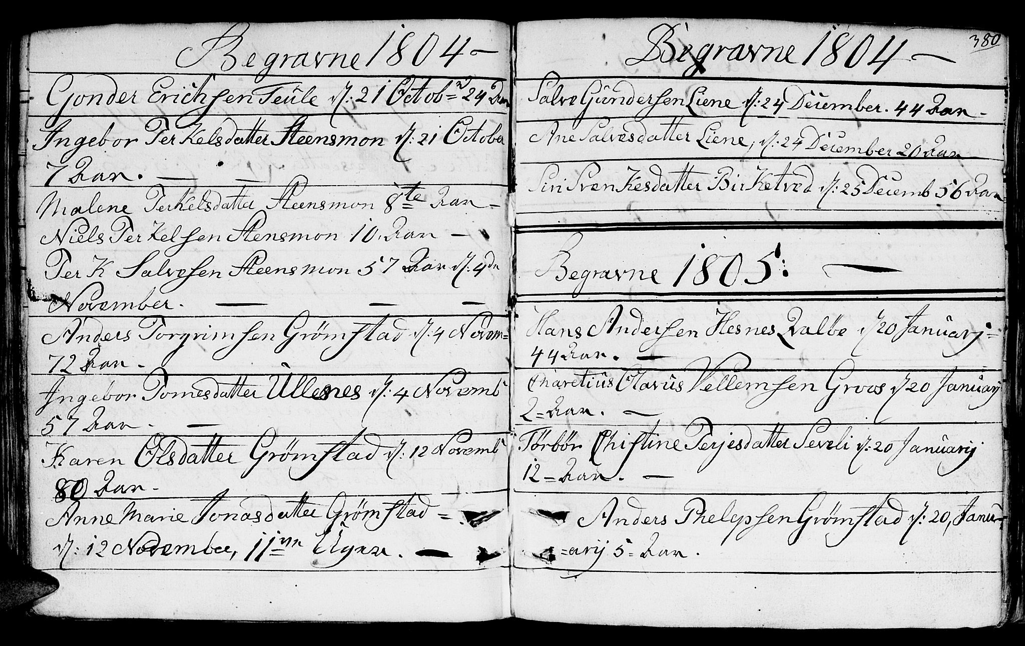 Fjære sokneprestkontor, AV/SAK-1111-0011/F/Fb/L0006: Parish register (copy) no. B 6, 1803-1817, p. 380