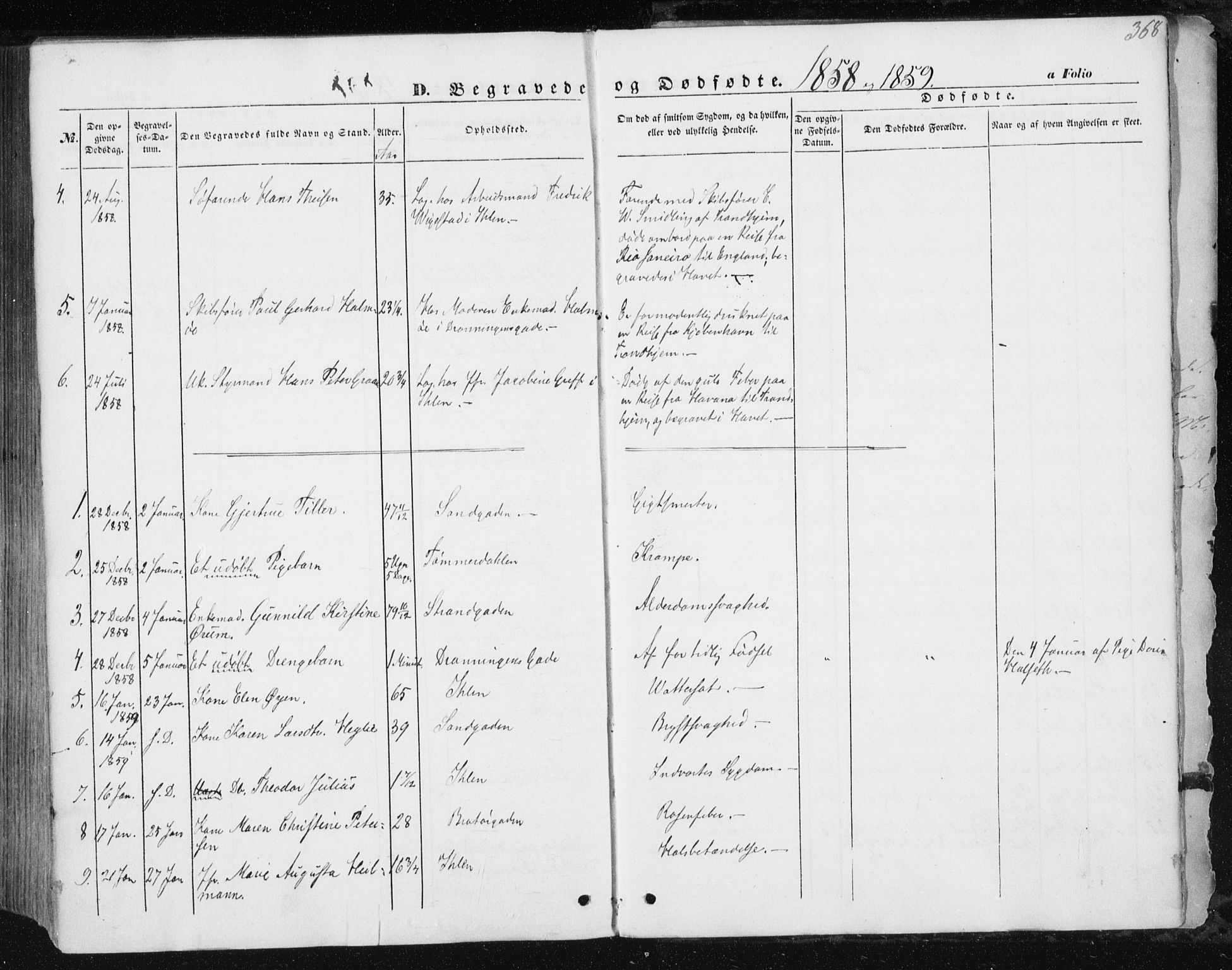 Ministerialprotokoller, klokkerbøker og fødselsregistre - Sør-Trøndelag, SAT/A-1456/602/L0112: Parish register (official) no. 602A10, 1848-1859, p. 368