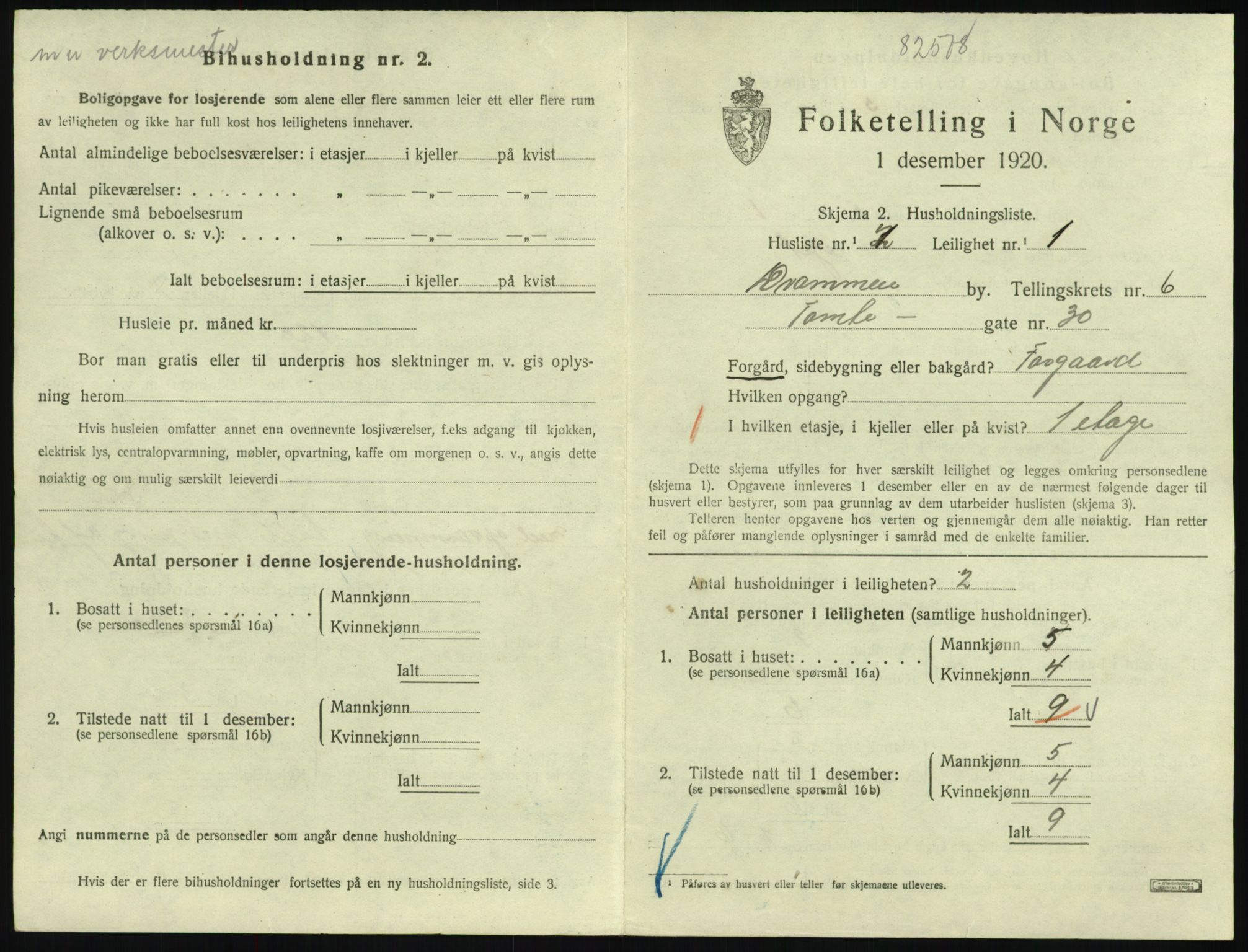 SAKO, 1920 census for Drammen, 1920, p. 11059