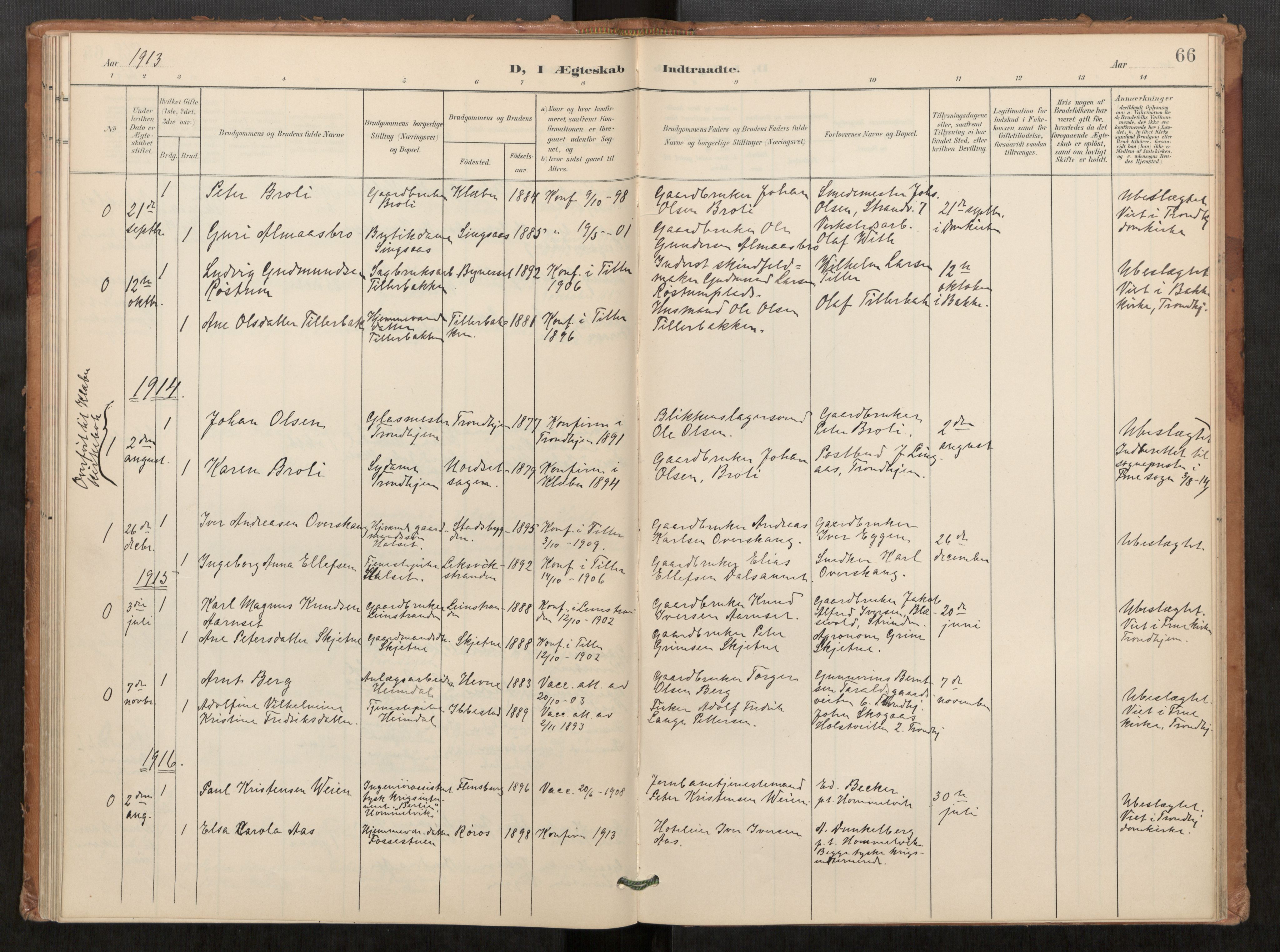 Klæbu sokneprestkontor, SAT/A-1112: Parish register (official) no. 2, 1900-1916, p. 66