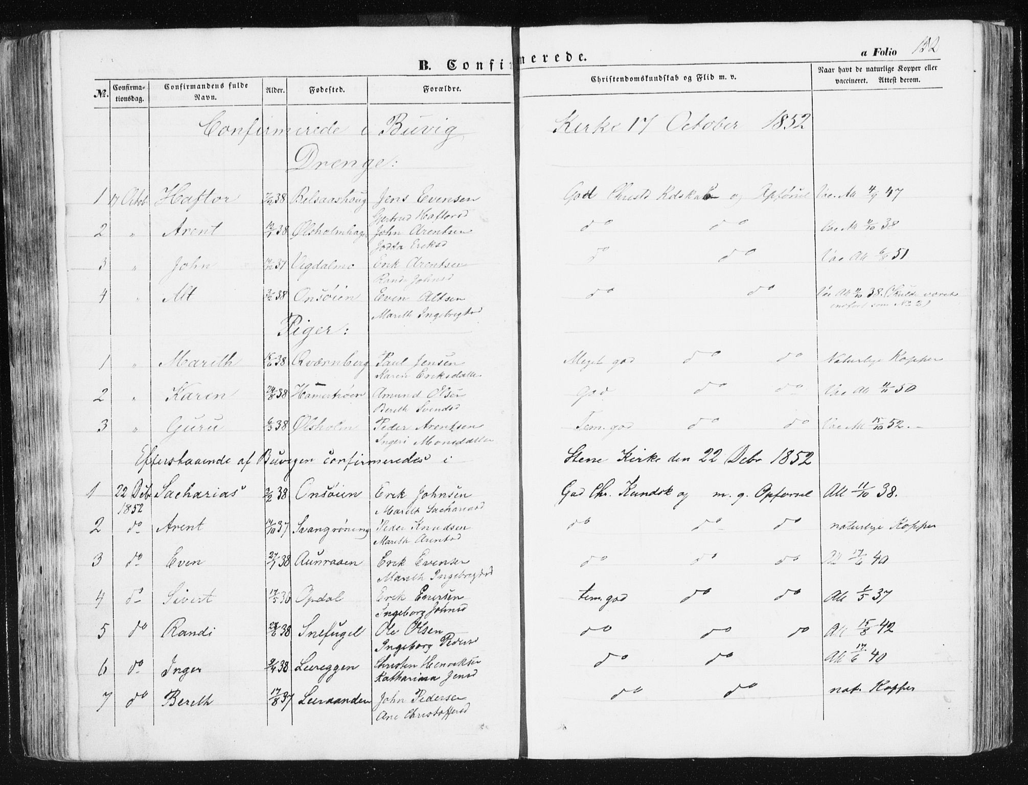 Ministerialprotokoller, klokkerbøker og fødselsregistre - Sør-Trøndelag, AV/SAT-A-1456/612/L0376: Parish register (official) no. 612A08, 1846-1859, p. 152