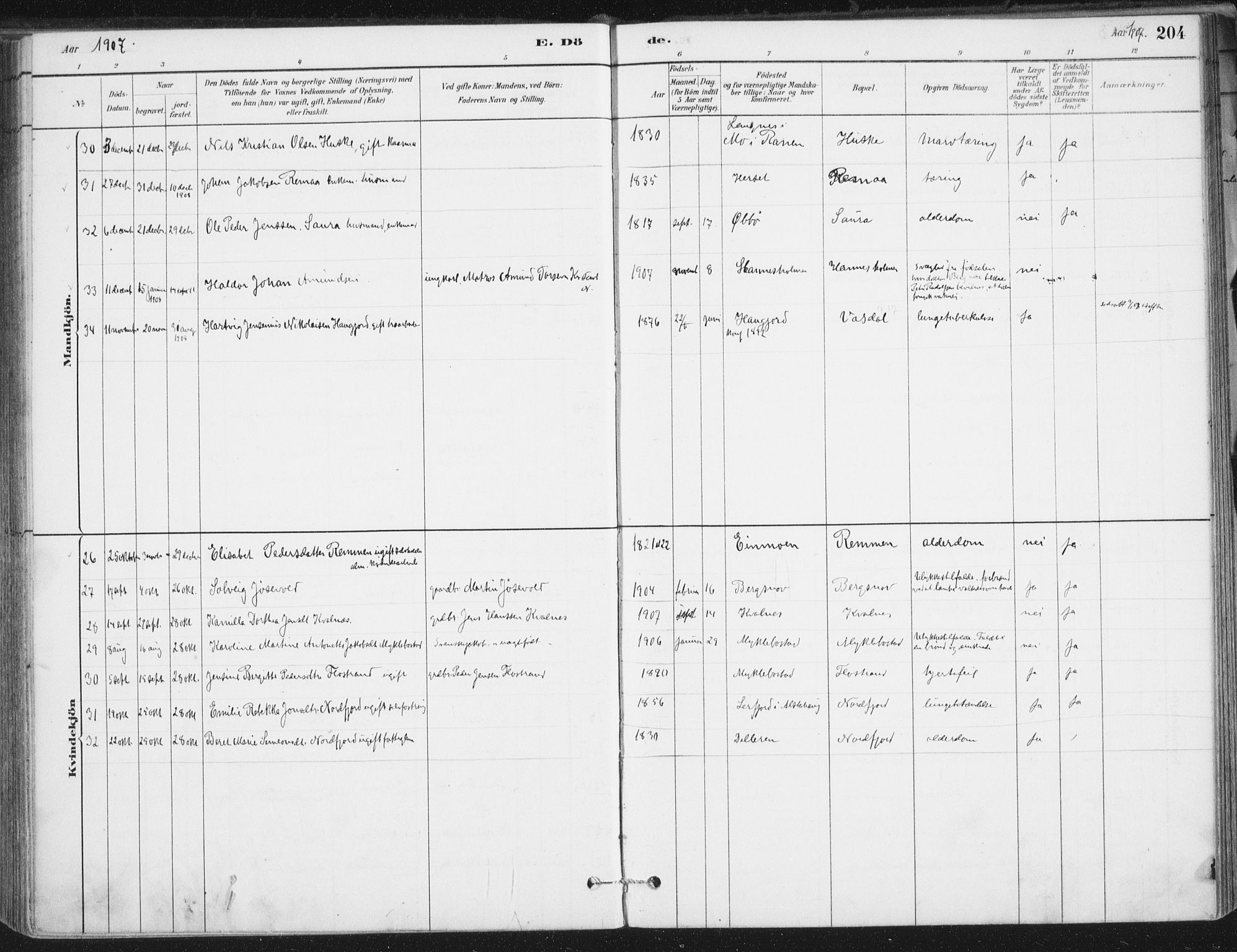 Ministerialprotokoller, klokkerbøker og fødselsregistre - Nordland, AV/SAT-A-1459/838/L0553: Parish register (official) no. 838A11, 1880-1910, p. 204