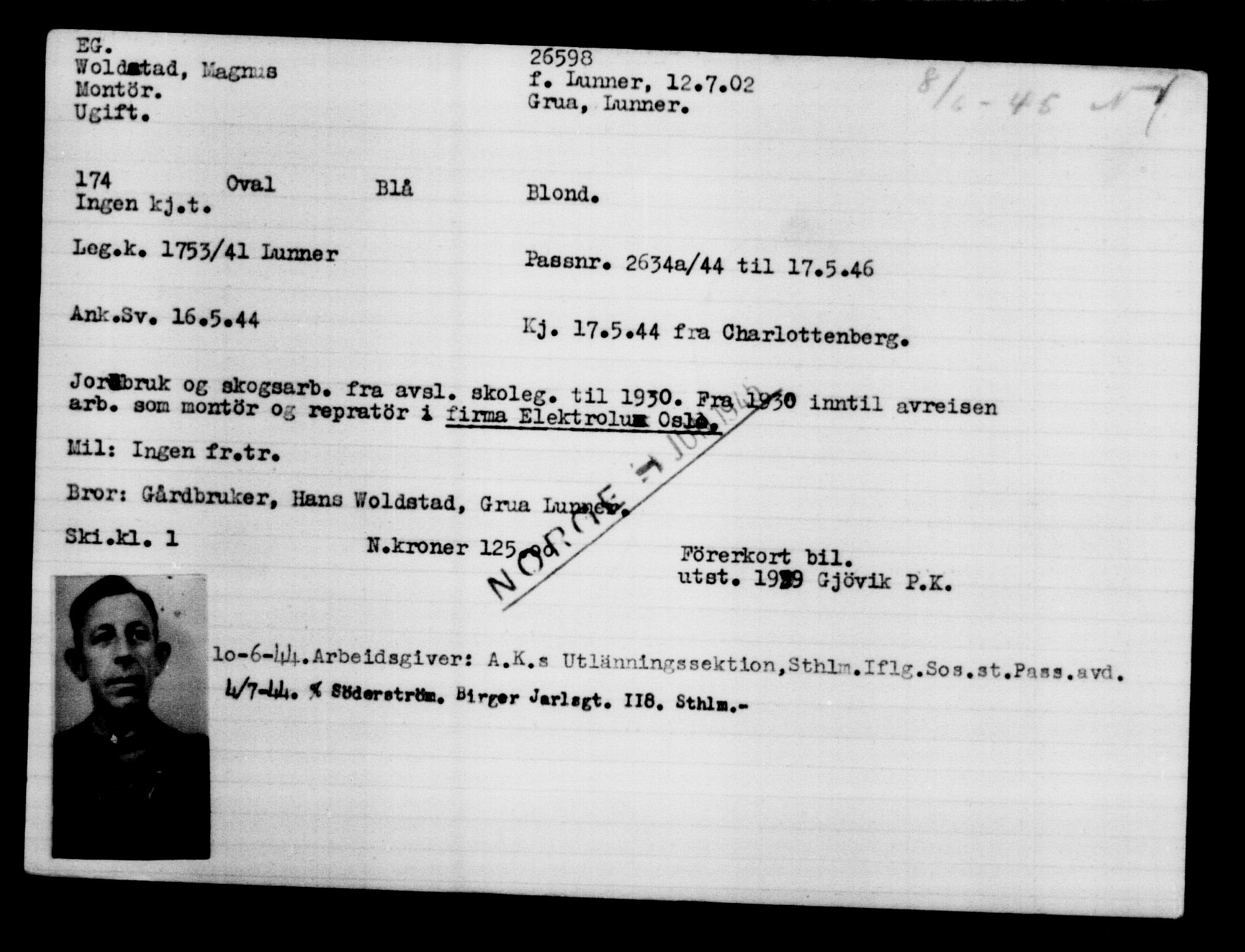 Den Kgl. Norske Legasjons Flyktningskontor, AV/RA-S-6753/V/Va/L0011: Kjesäterkartoteket.  Flyktningenr. 25300-28349, 1940-1945, p. 1363