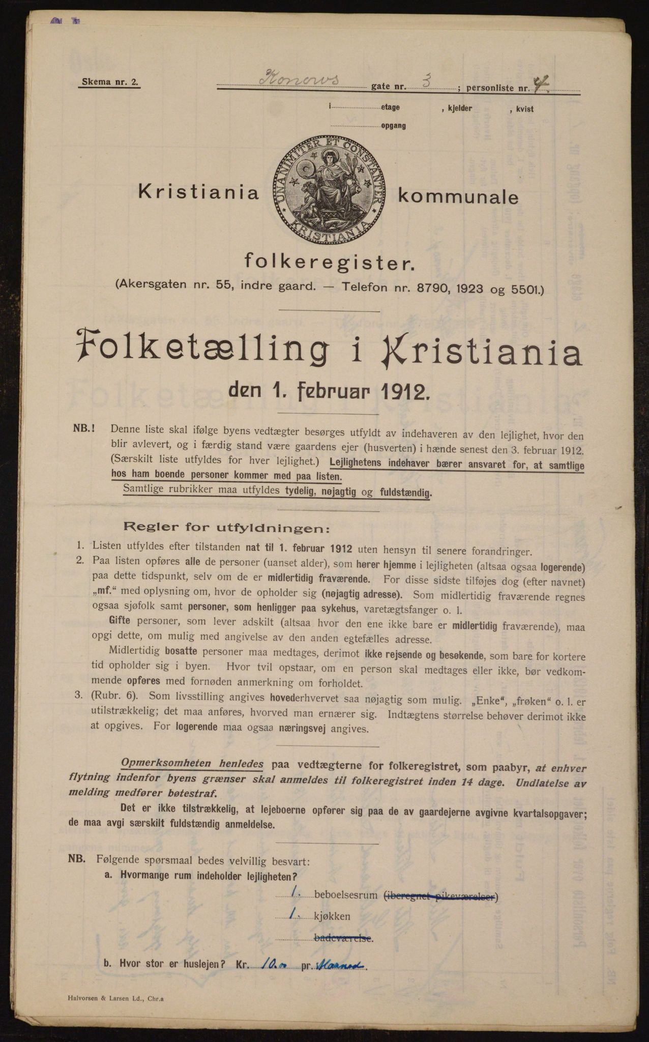 OBA, Municipal Census 1912 for Kristiania, 1912, p. 53291