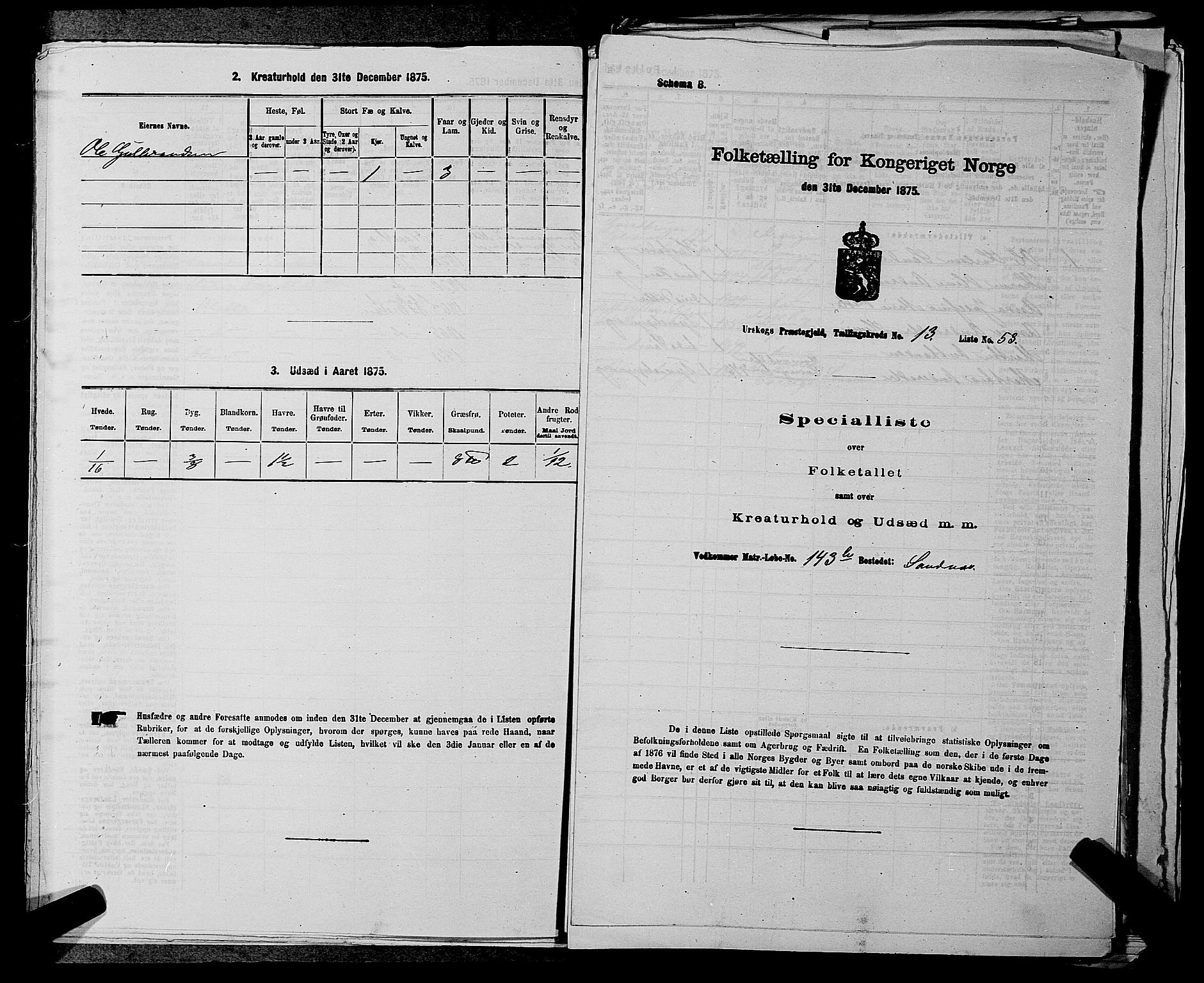 RA, 1875 census for 0224P Aurskog, 1875, p. 1335