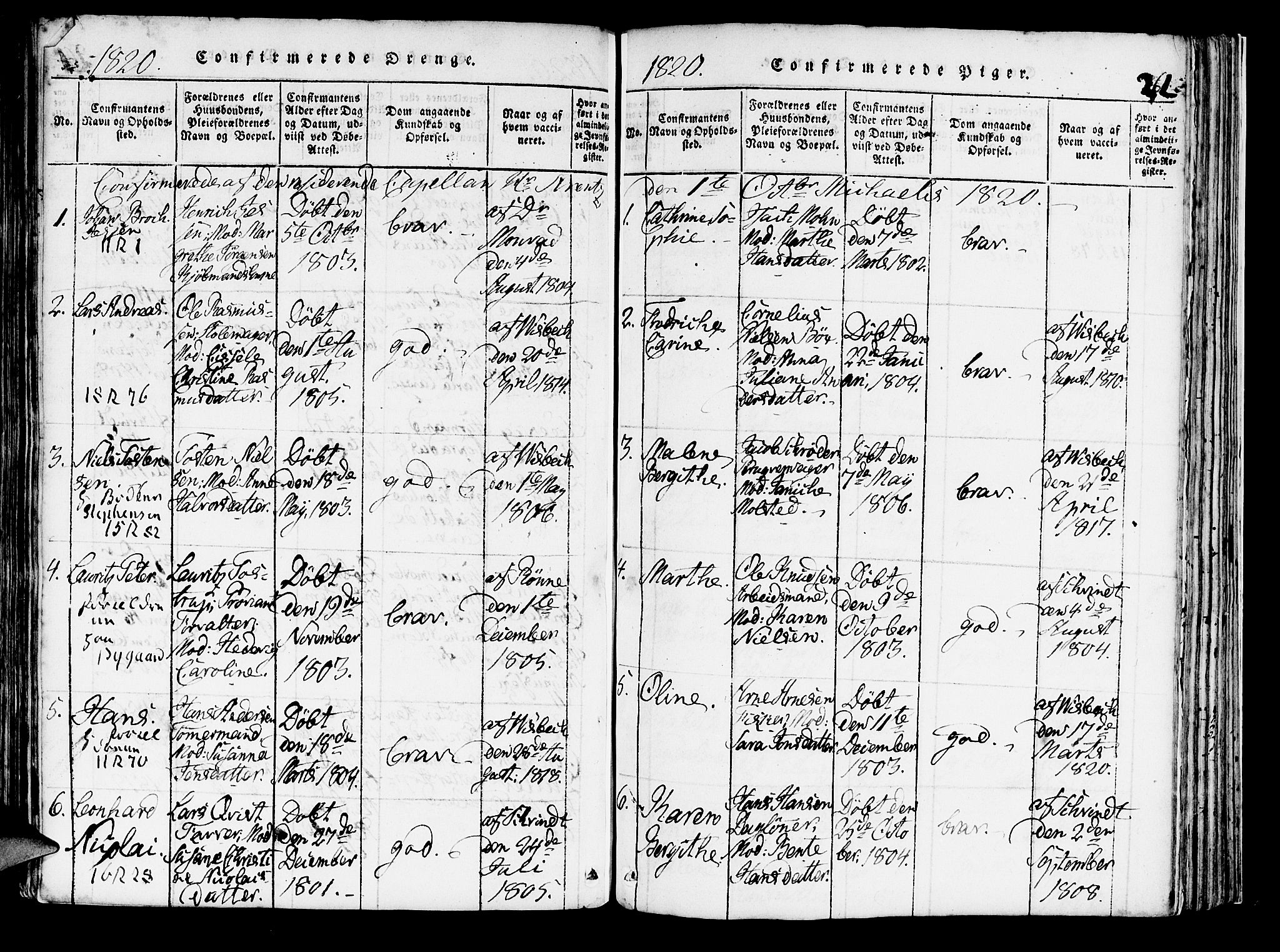 Domkirken sokneprestembete, AV/SAB-A-74801/H/Haa/L0010: Parish register (official) no. A 10, 1816-1821, p. 262