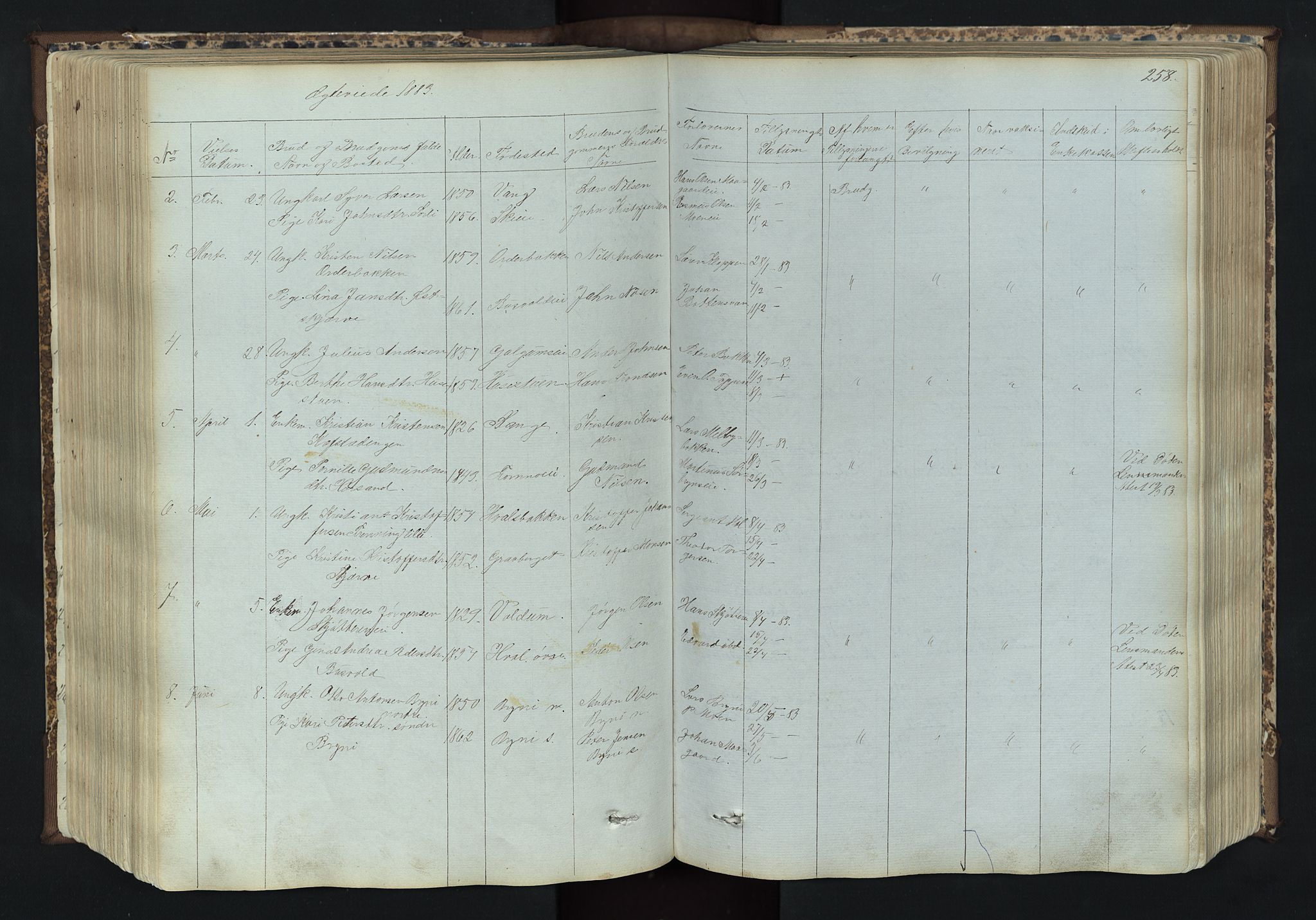 Romedal prestekontor, AV/SAH-PREST-004/L/L0011: Parish register (copy) no. 11, 1867-1895, p. 258