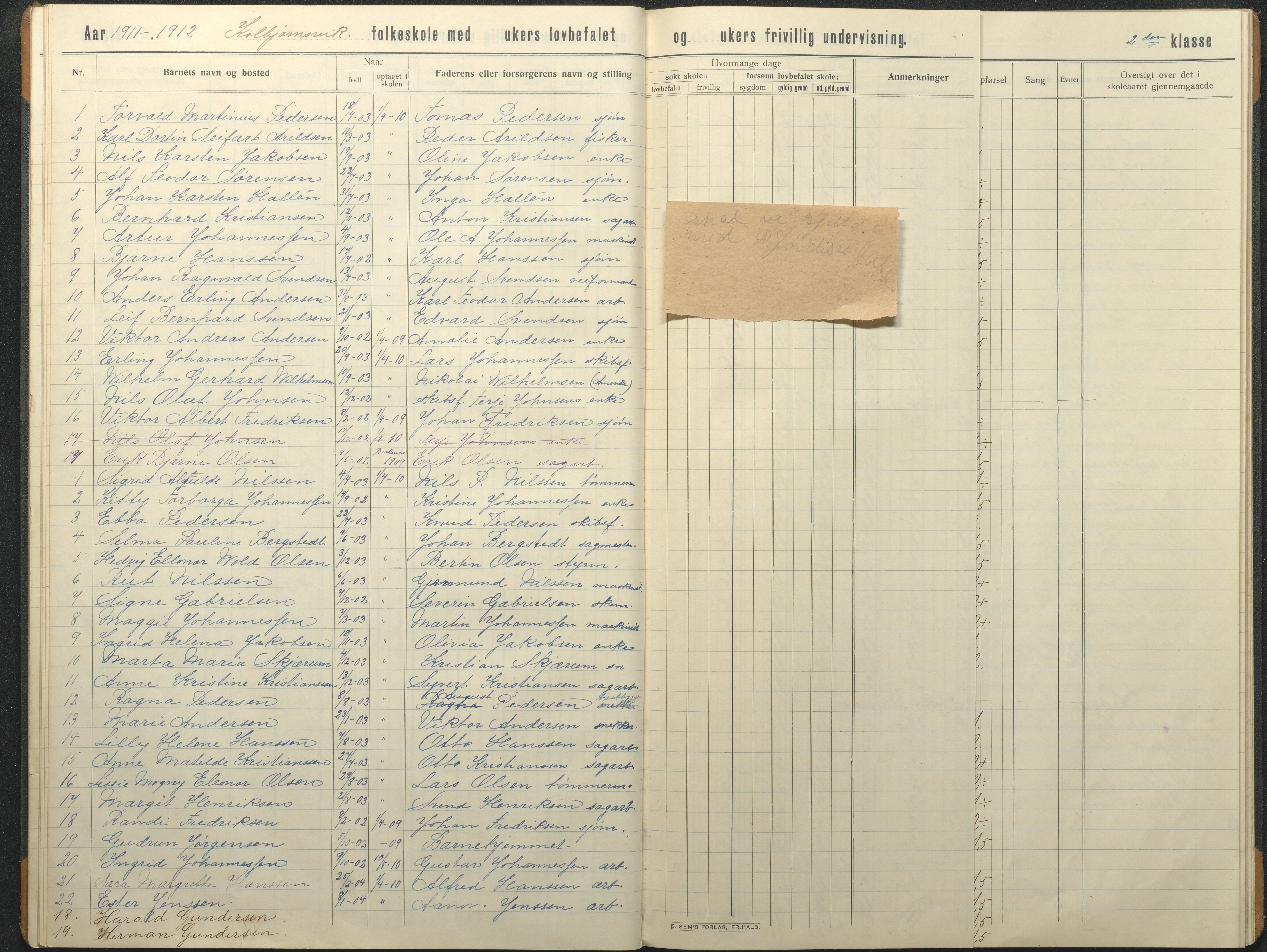 Hisøy kommune frem til 1991, AAKS/KA0922-PK/32/L0017: Skoleprotokoll, 1908-1920