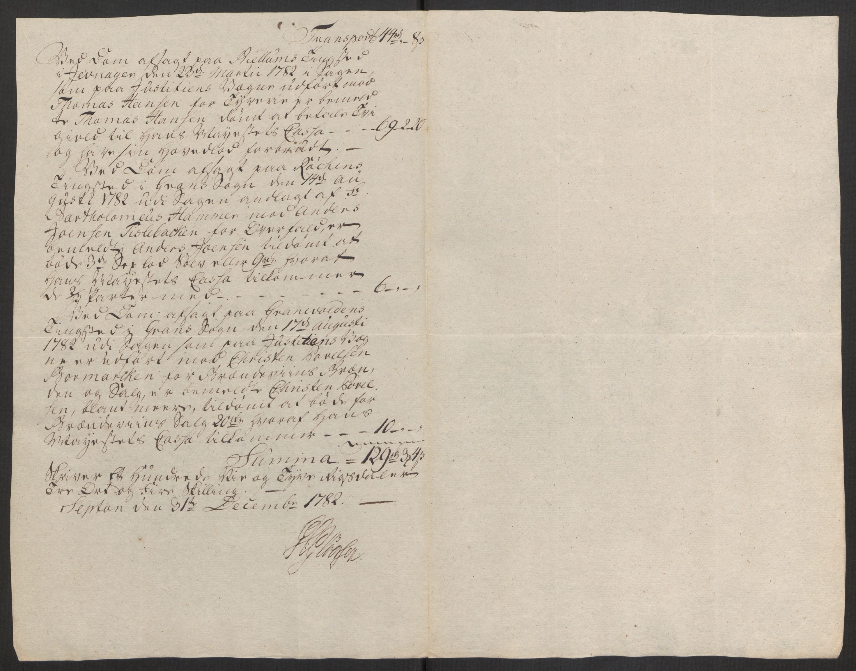 Rentekammeret inntil 1814, Reviderte regnskaper, Fogderegnskap, RA/EA-4092/R19/L1369: Fogderegnskap Toten, Hadeland og Vardal, 1782, p. 140