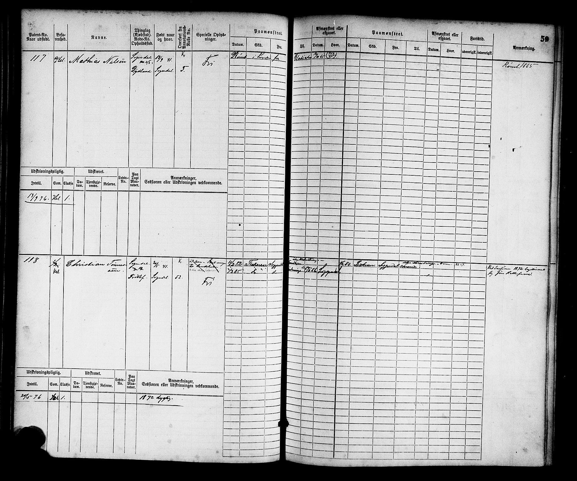 Sogndal mønstringskrets, SAK/2031-0020/F/Fb/L0001: Hovedrulle nr. 1-382, P-2, 1870-1889, p. 62