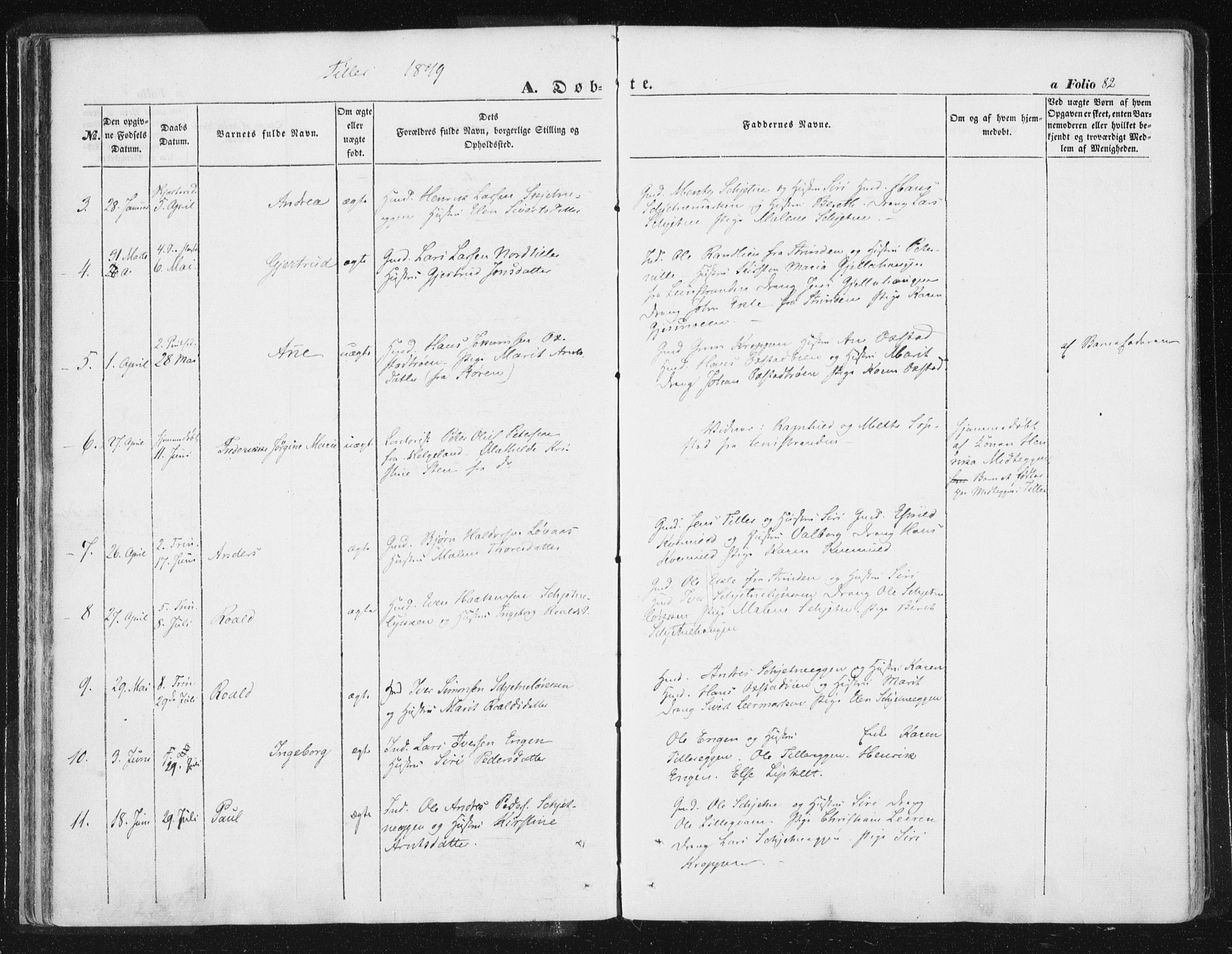 Ministerialprotokoller, klokkerbøker og fødselsregistre - Sør-Trøndelag, SAT/A-1456/618/L0441: Parish register (official) no. 618A05, 1843-1862, p. 82