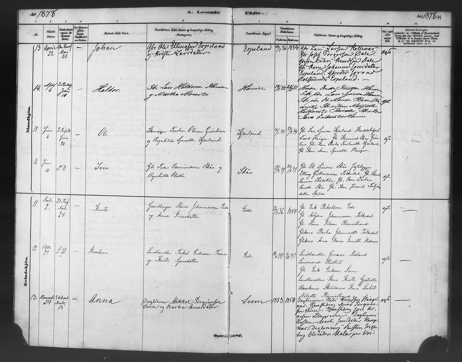 Ulvik sokneprestembete, SAB/A-78801/H/Haa: Parish register (official) no. C 1, 1878-1903, p. 8