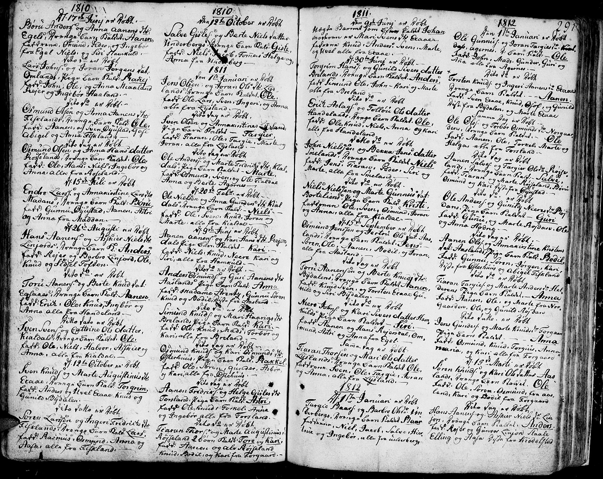 Bjelland sokneprestkontor, SAK/1111-0005/F/Fa/Faa/L0001: Parish register (official) no. A 1 /4, 1793-1815, p. 291