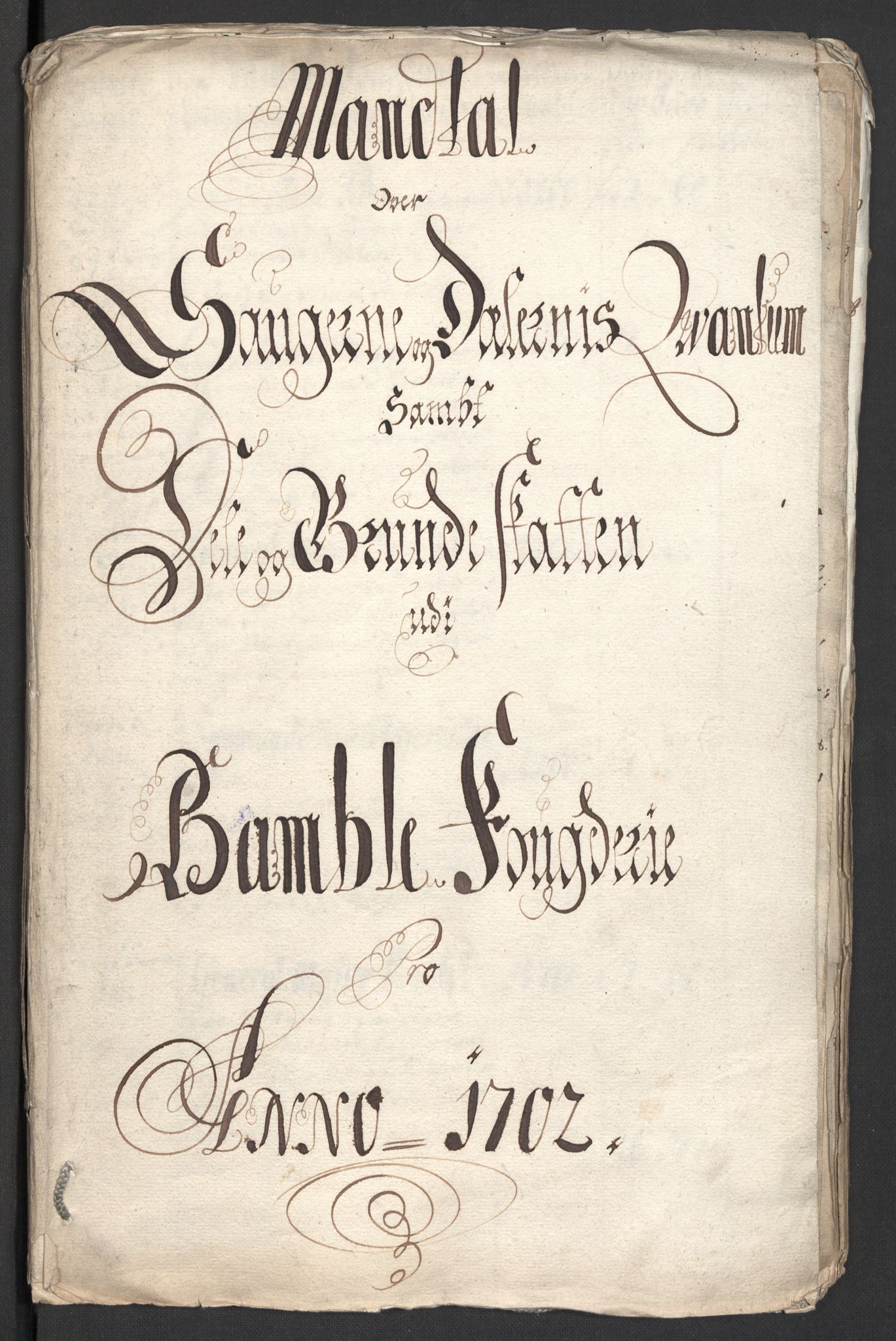 Rentekammeret inntil 1814, Reviderte regnskaper, Fogderegnskap, RA/EA-4092/R36/L2107: Fogderegnskap Øvre og Nedre Telemark og Bamble, 1702, p. 3