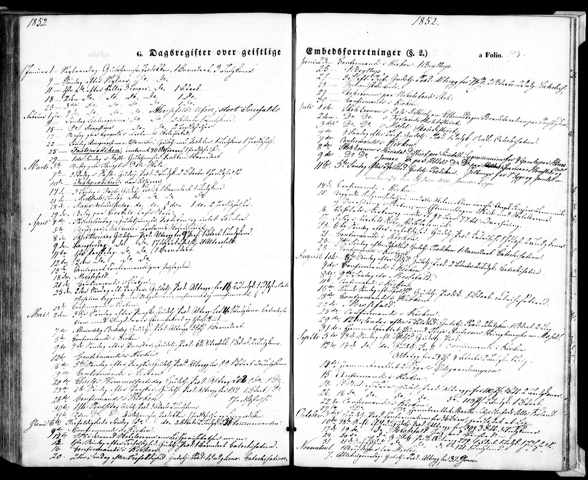 Froland sokneprestkontor, SAK/1111-0013/F/Fa/L0002: Parish register (official) no. A 2, 1845-1863, p. 295