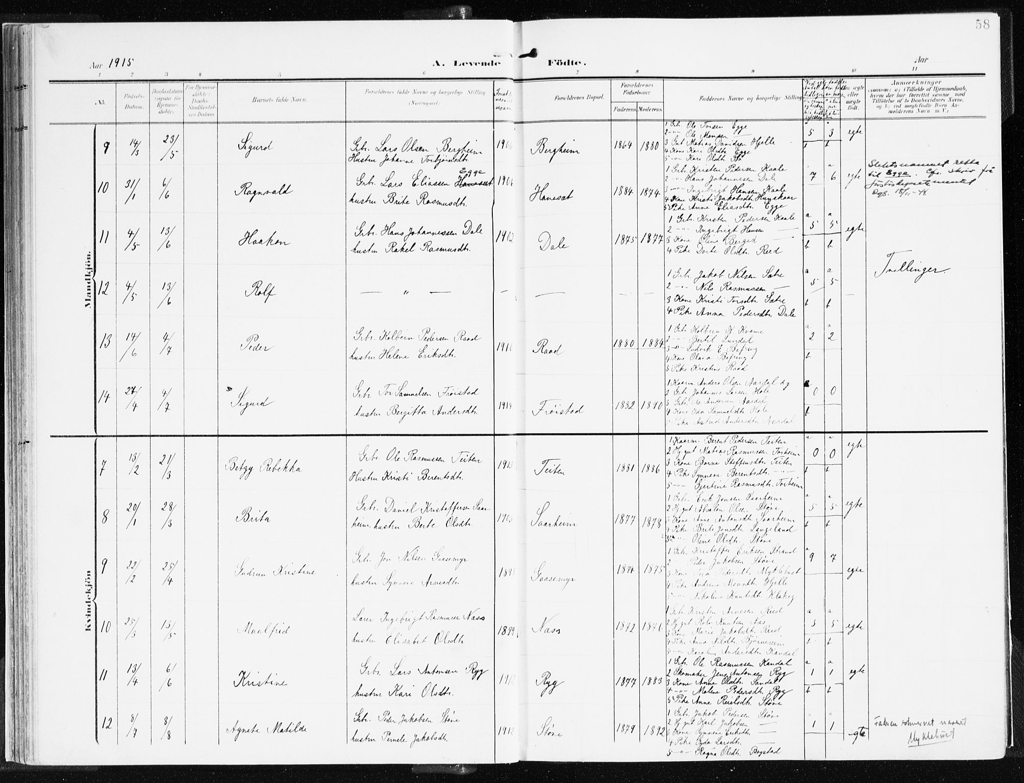 Gloppen sokneprestembete, AV/SAB-A-80101/H/Haa/Haac/L0003: Parish register (official) no. C 3, 1904-1921, p. 58