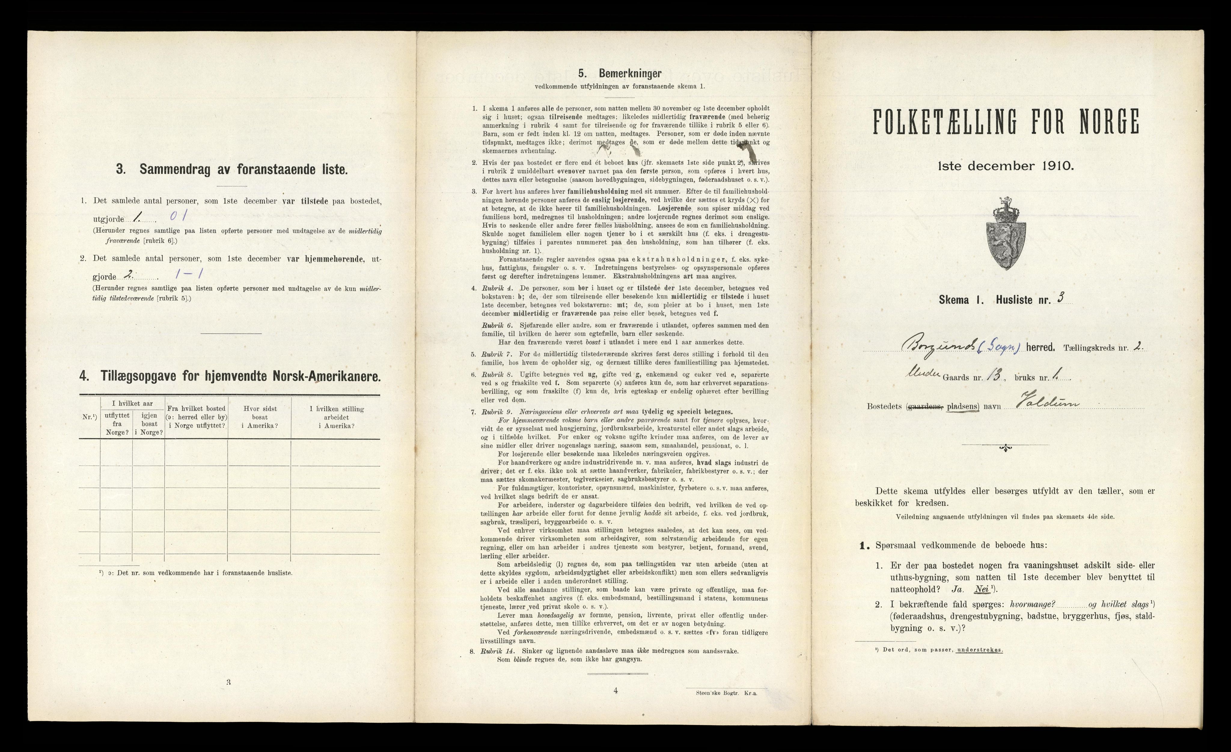 RA, 1910 census for Borgund, 1910, p. 125