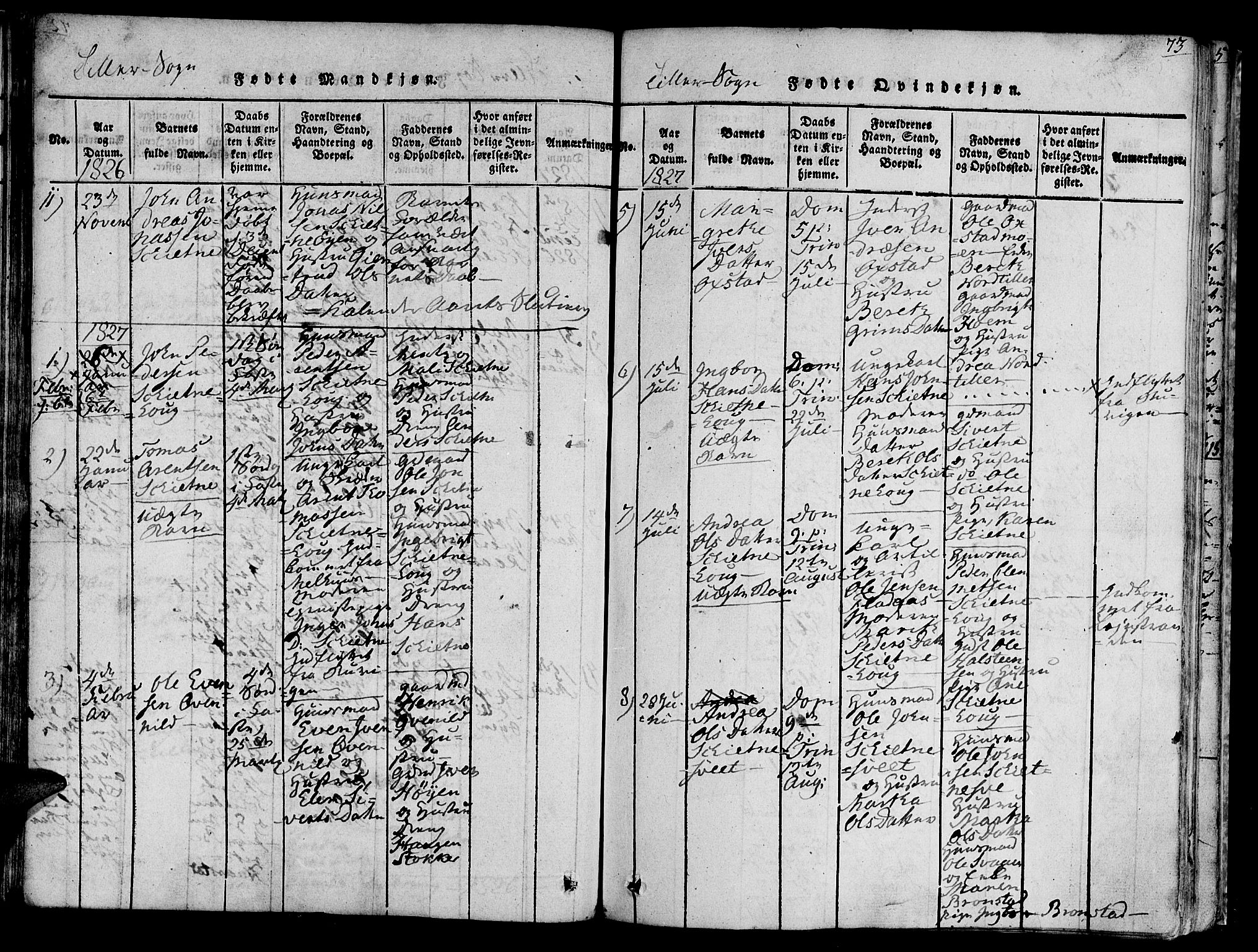 Ministerialprotokoller, klokkerbøker og fødselsregistre - Sør-Trøndelag, SAT/A-1456/618/L0440: Parish register (official) no. 618A04 /2, 1816-1843, p. 73