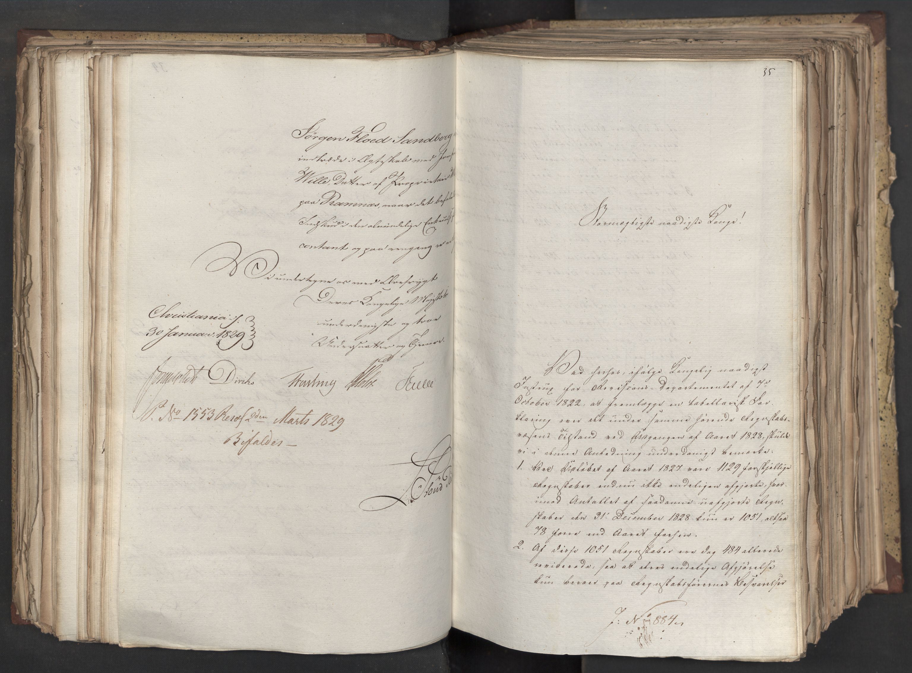 Statsrådsavdelingen i Stockholm, AV/RA-S-1003/D/Da/L0058: Regjeringsinnstillinger nr. 808-1073, 1829, p. 241