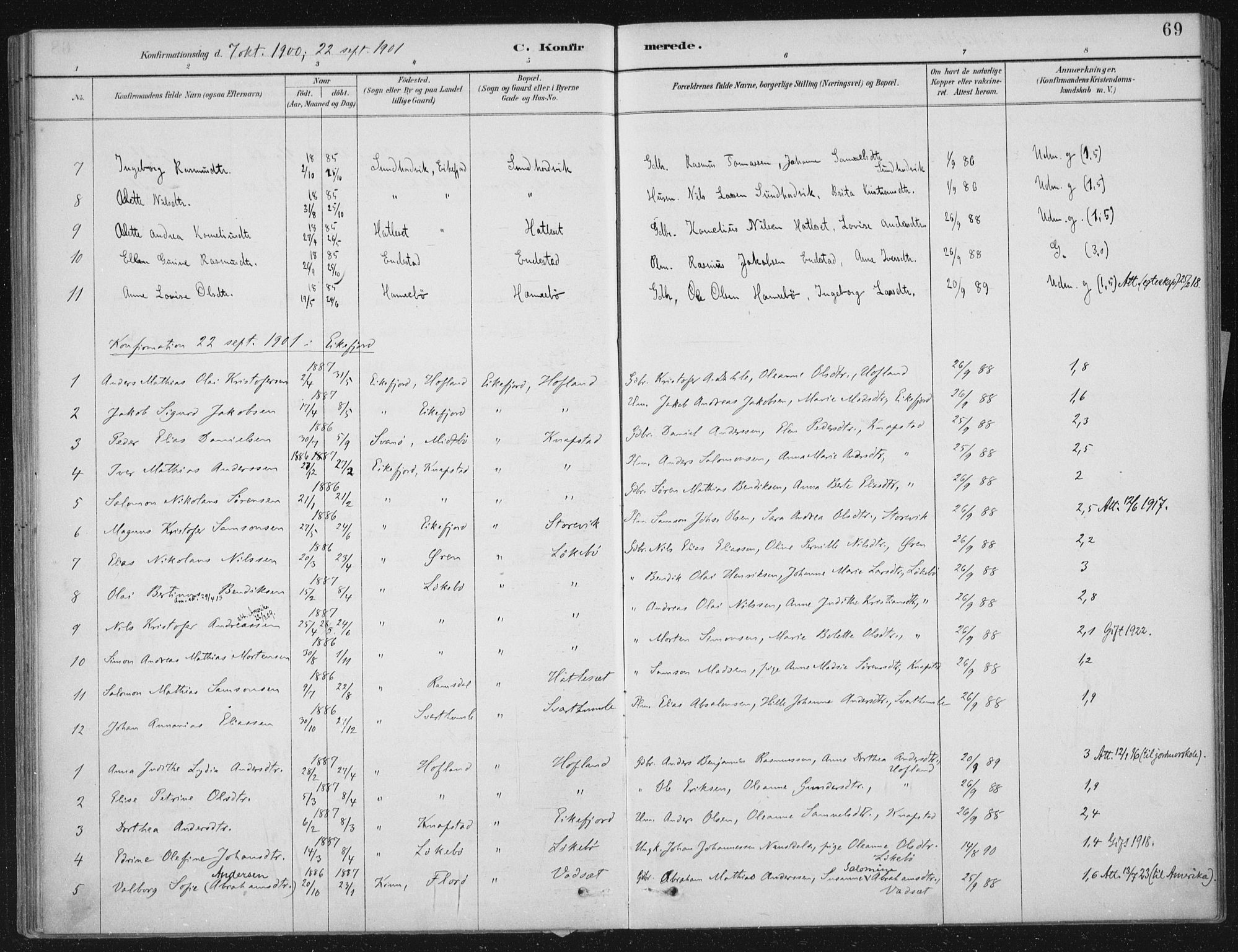Kinn sokneprestembete, SAB/A-80801/H/Haa/Haae/L0001: Parish register (official) no. E 1, 1890-1916, p. 69