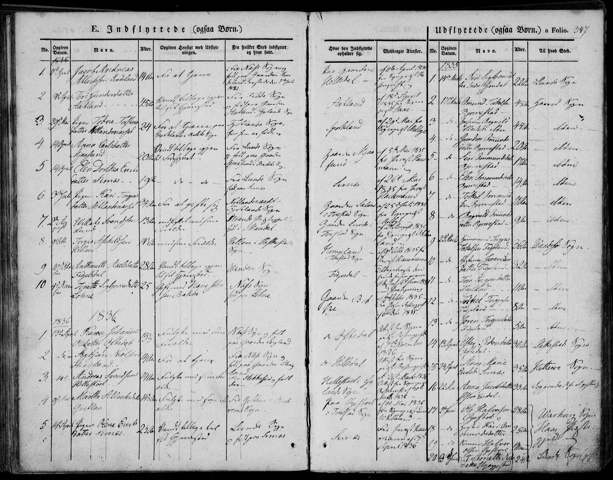 Bakke sokneprestkontor, SAK/1111-0002/F/Fa/Faa/L0004: Parish register (official) no. A 4, 1834-1846, p. 347