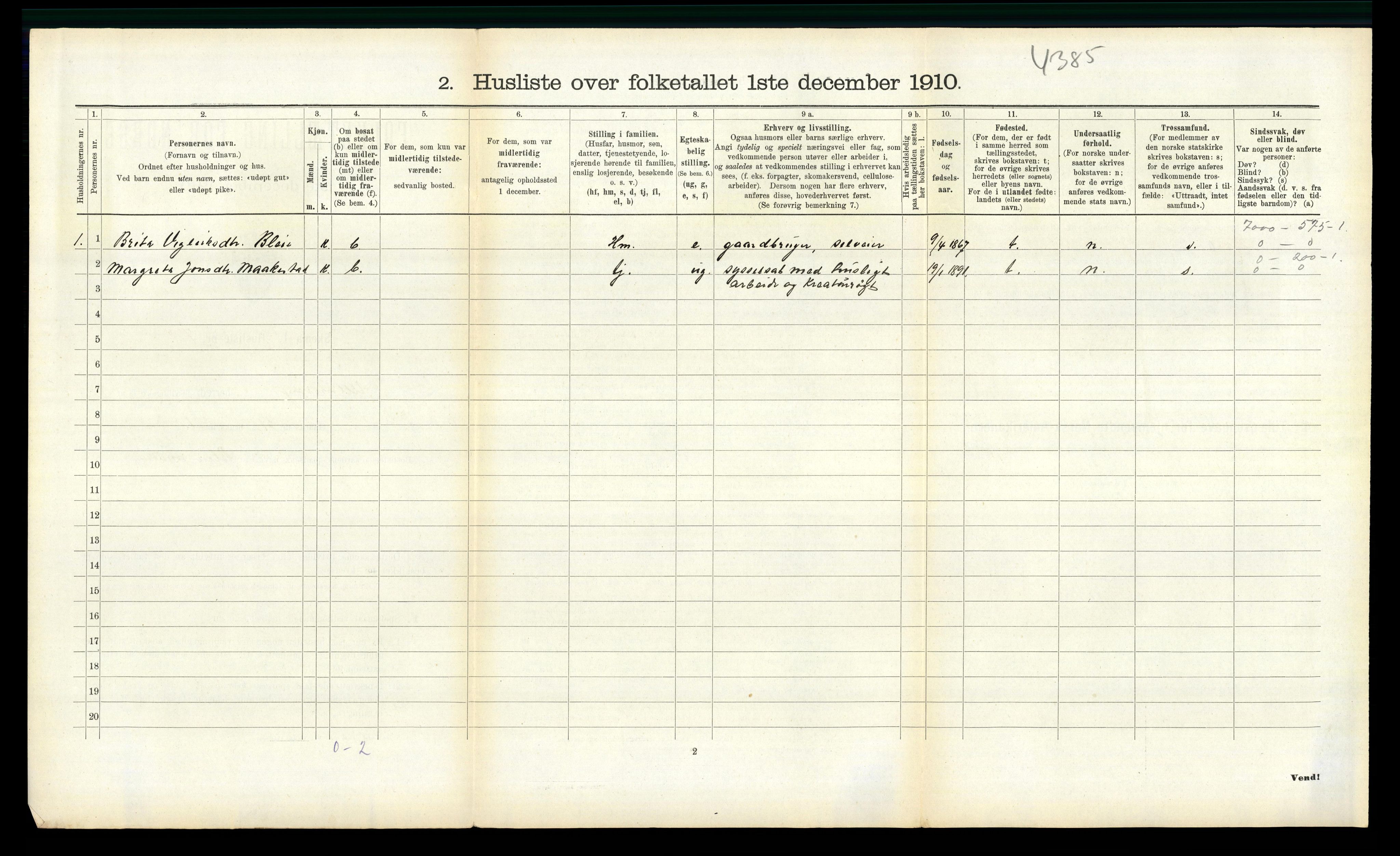 RA, 1910 census for Ullensvang, 1910, p. 976