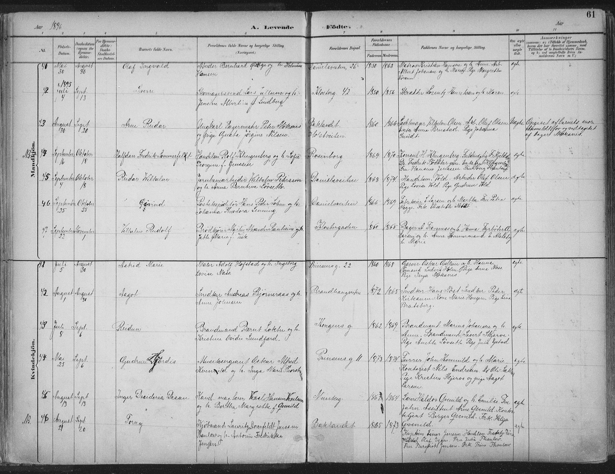 Ministerialprotokoller, klokkerbøker og fødselsregistre - Sør-Trøndelag, SAT/A-1456/601/L0062: Parish register (official) no. 601A30, 1891-1911, p. 61