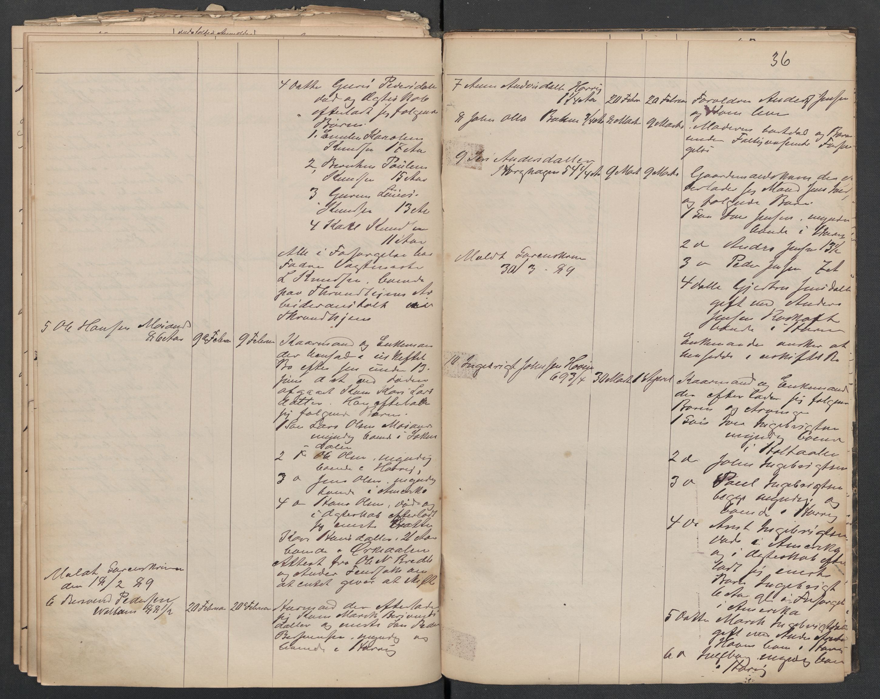 Horg lensmannskontor, AV/SAT-A-1057, 1881-1889, p. 36