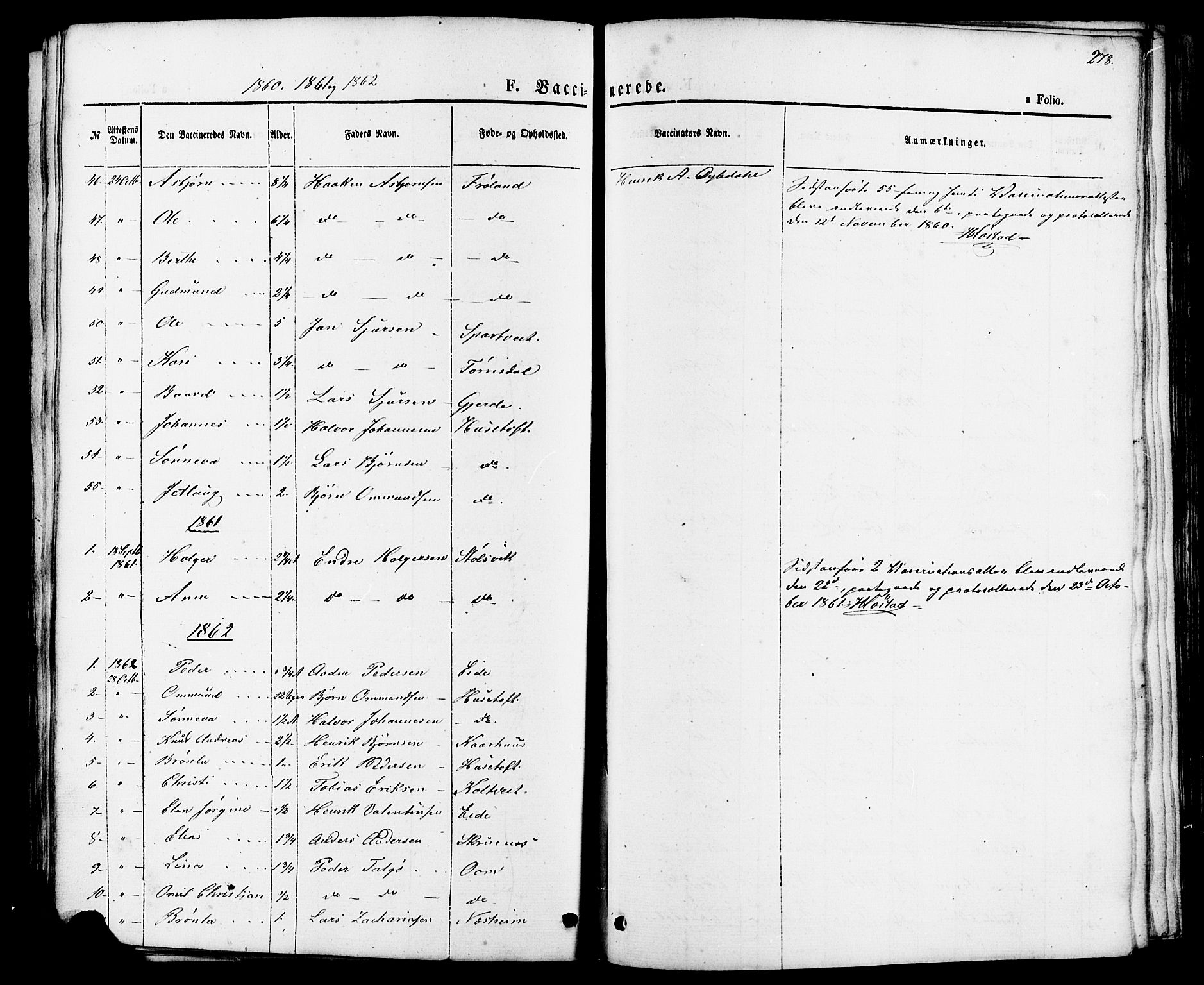 Skjold sokneprestkontor, AV/SAST-A-101847/H/Ha/Haa/L0007: Parish register (official) no. A 7, 1857-1882, p. 278