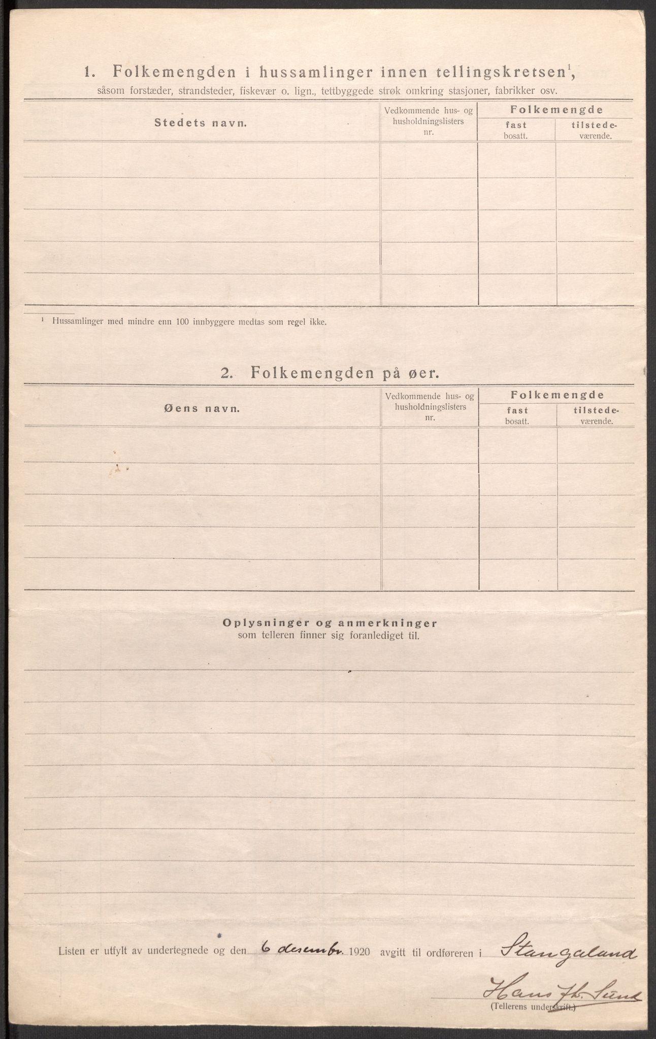 SAST, 1920 census for Stangaland, 1920, p. 23