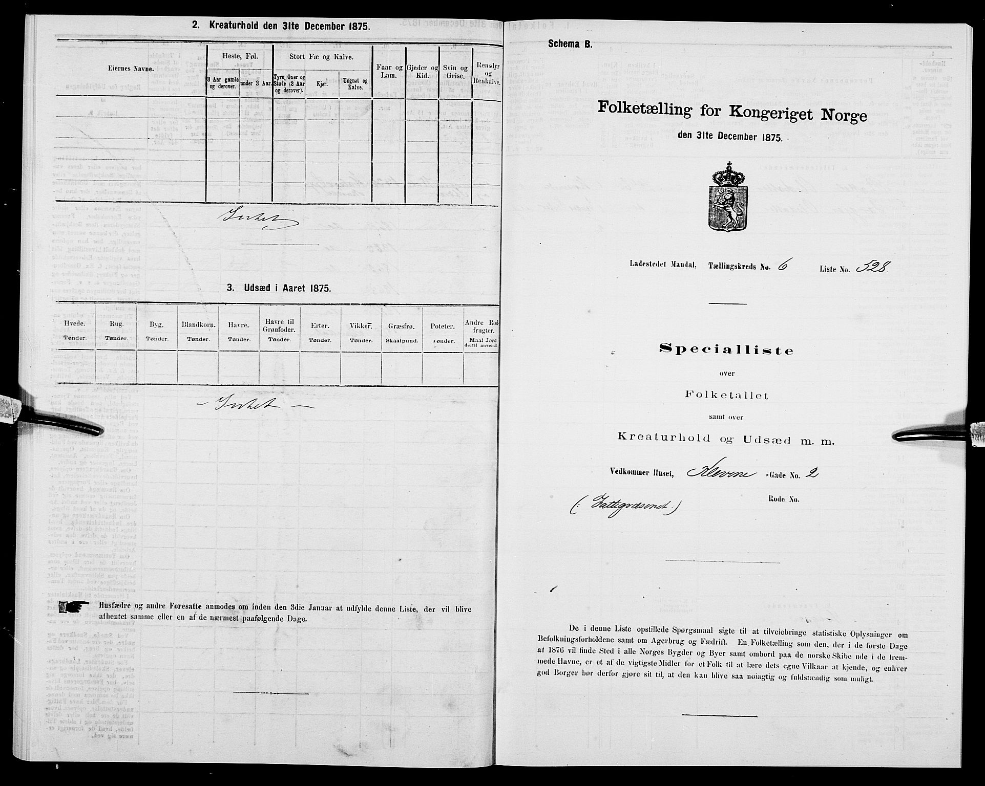 SAK, 1875 census for 1002B Mandal/Mandal, 1875, p. 1105
