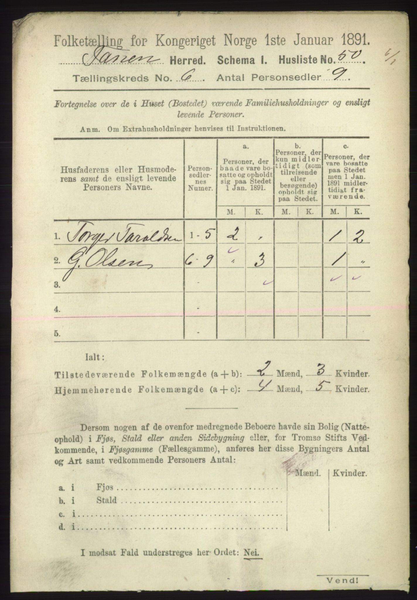 RA, 1891 census for 2025 Tana, 1891, p. 2797