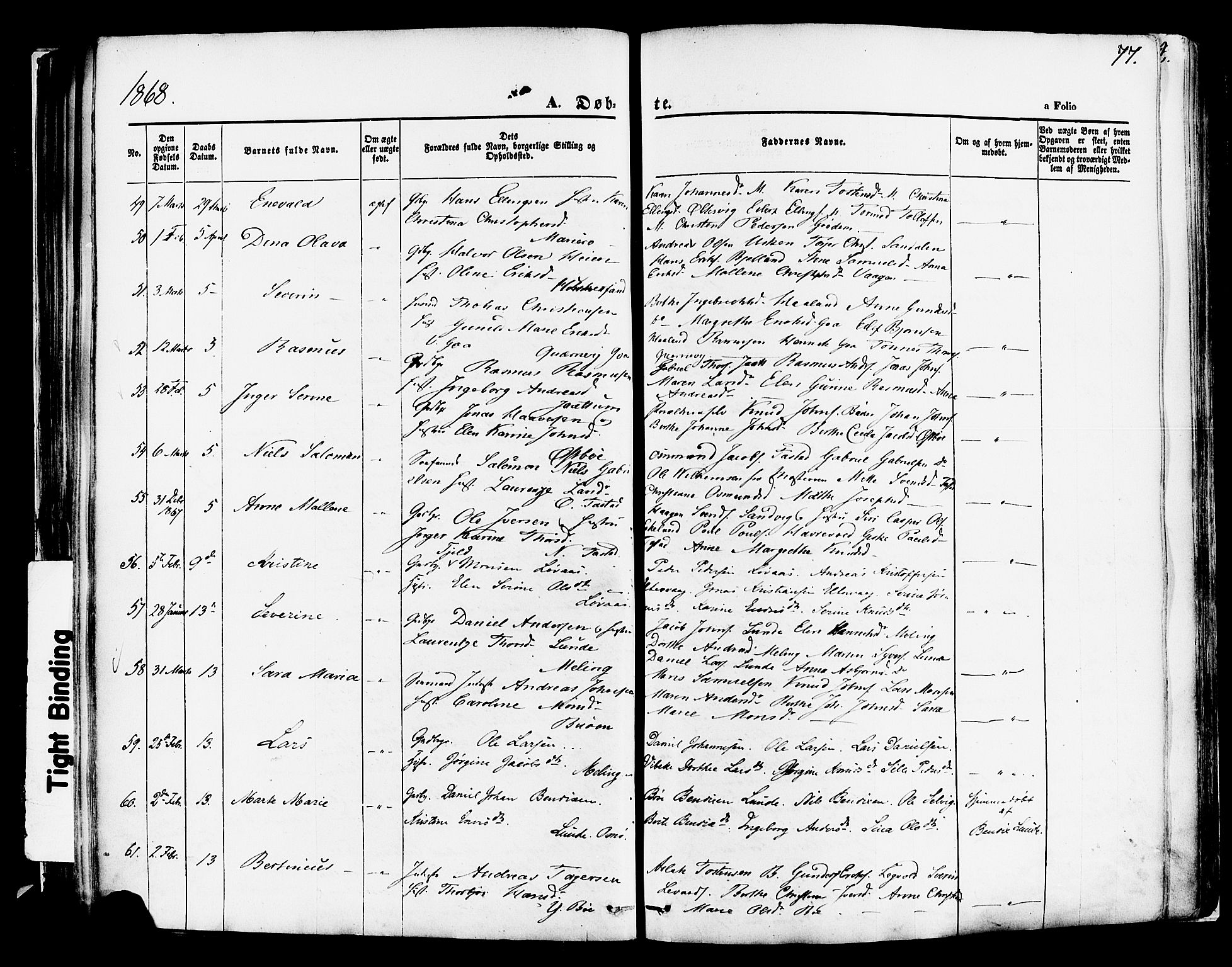 Hetland sokneprestkontor, AV/SAST-A-101826/30/30BA/L0003: Parish register (official) no. A 3, 1862-1876, p. 77