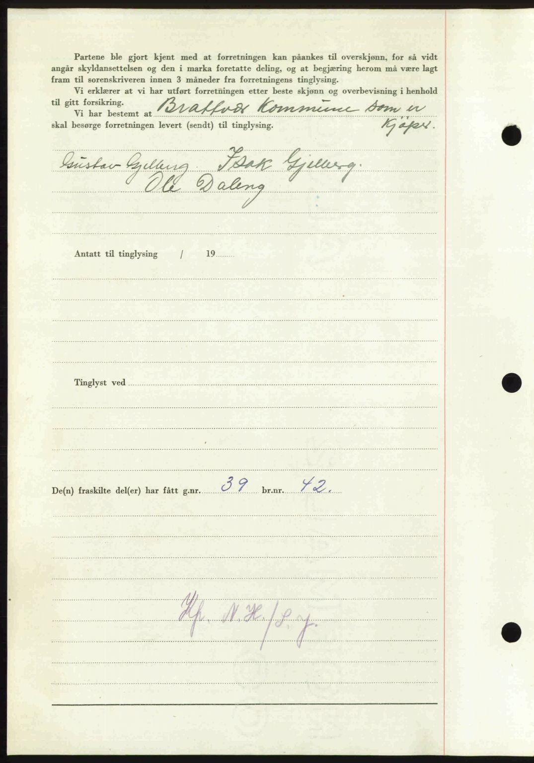 Nordmøre sorenskriveri, AV/SAT-A-4132/1/2/2Ca: Mortgage book no. A107, 1947-1948, Diary no: : 2887/1947