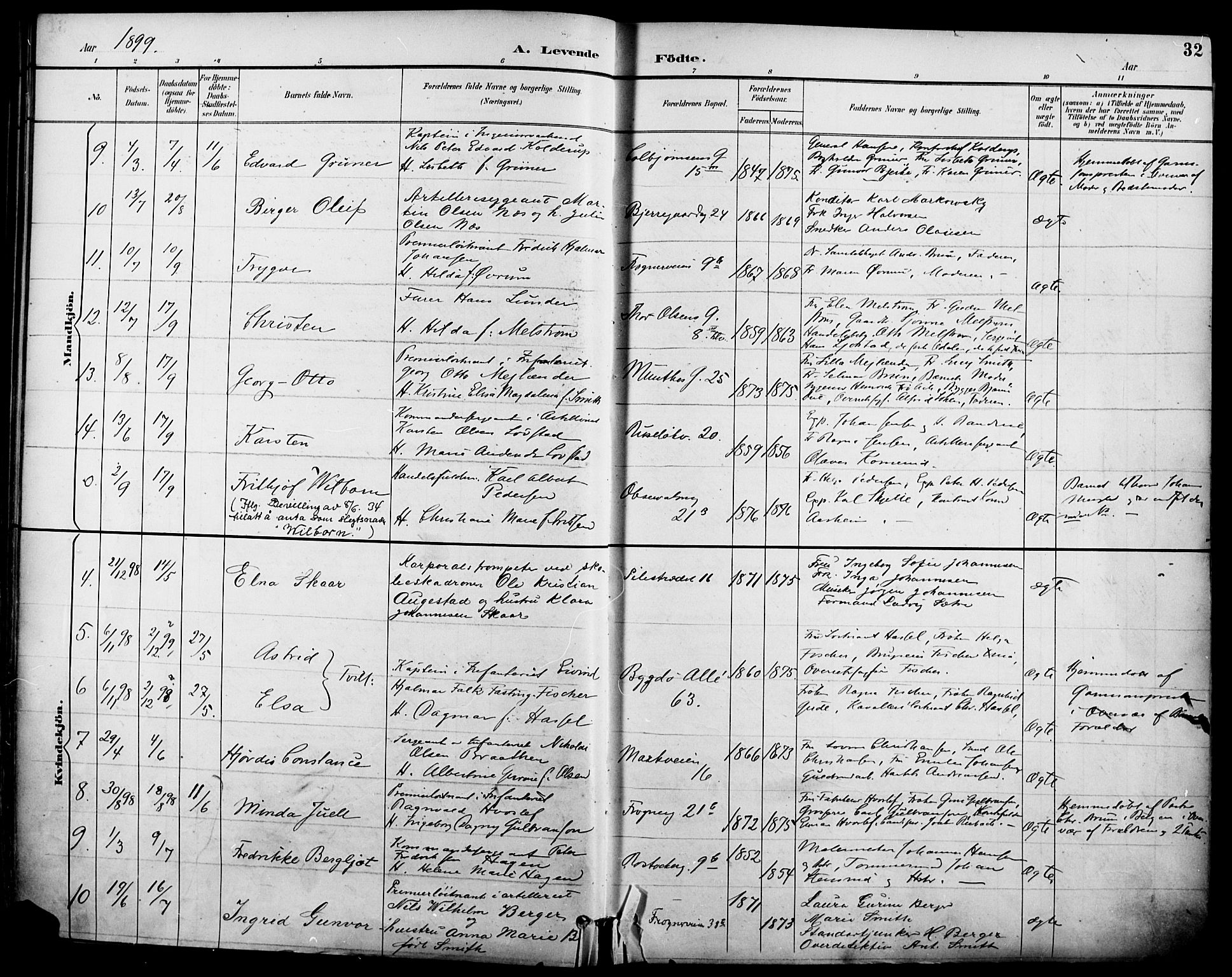 Garnisonsmenigheten Kirkebøker, AV/SAO-A-10846/F/Fa/L0013: Parish register (official) no. 13, 1894-1904, p. 32