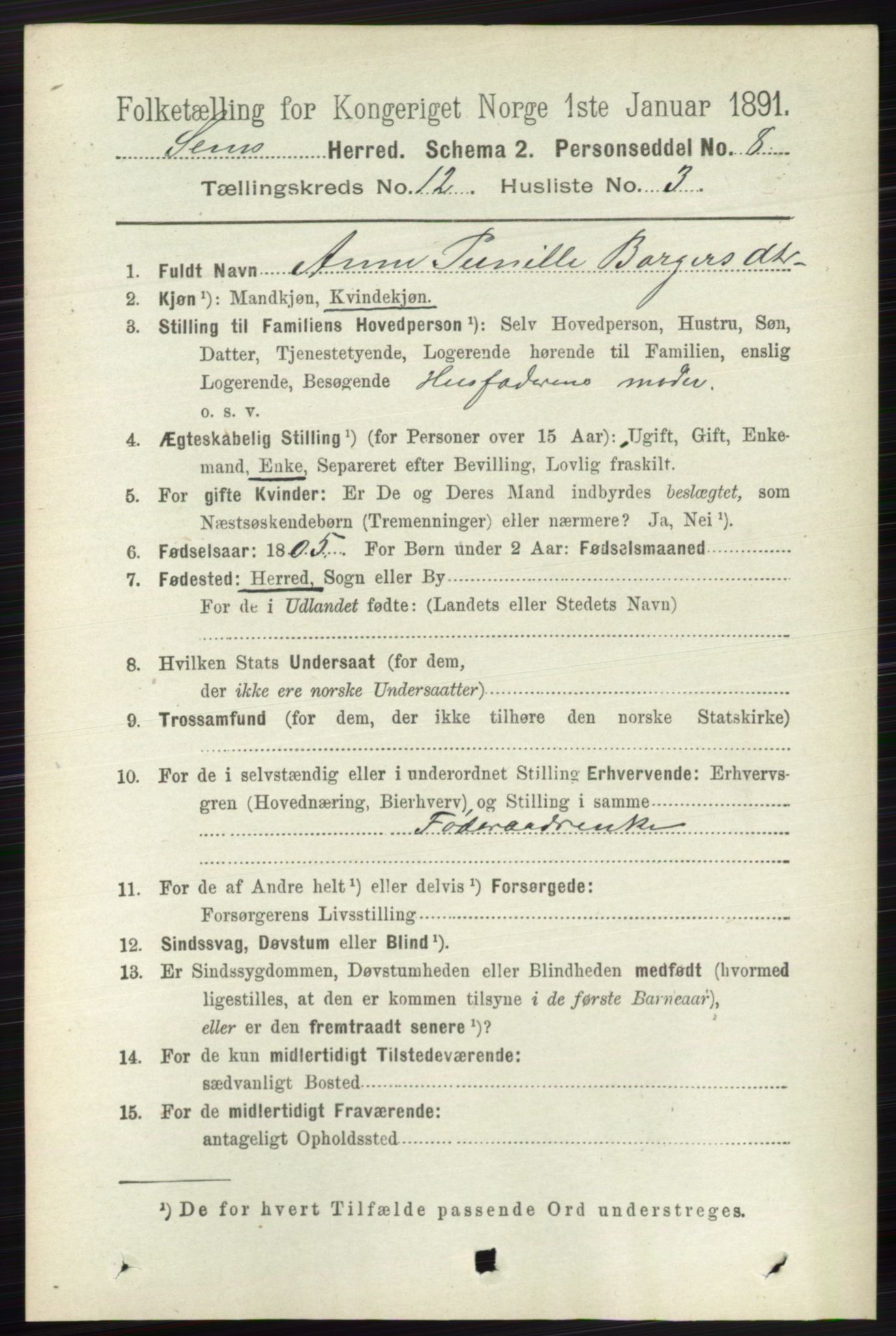 RA, 1891 census for 0721 Sem, 1891, p. 5779