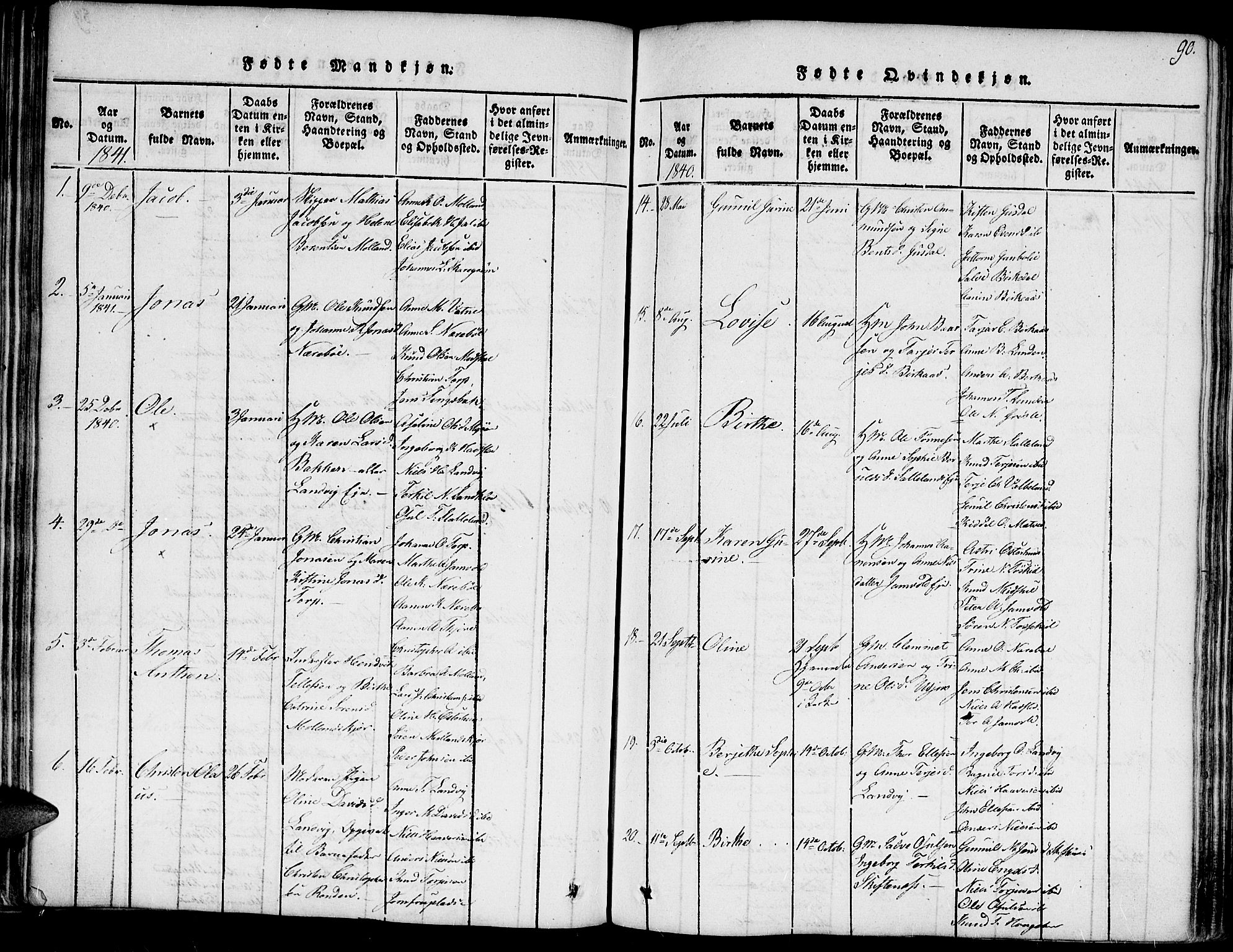 Hommedal sokneprestkontor, AV/SAK-1111-0023/F/Fa/Fab/L0003: Parish register (official) no. A 3, 1815-1848, p. 90