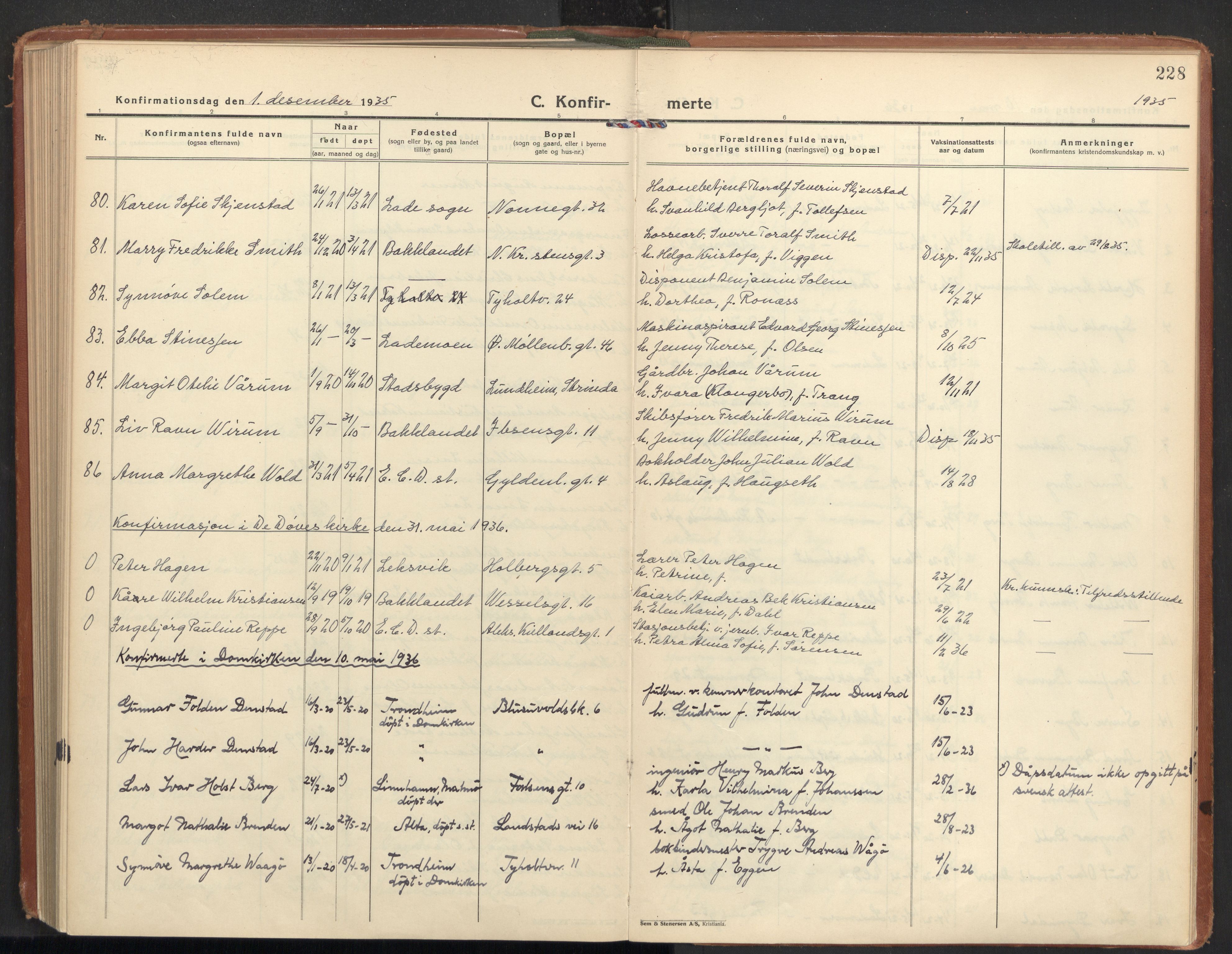 Ministerialprotokoller, klokkerbøker og fødselsregistre - Sør-Trøndelag, SAT/A-1456/604/L0208: Parish register (official) no. 604A28, 1923-1937, p. 228