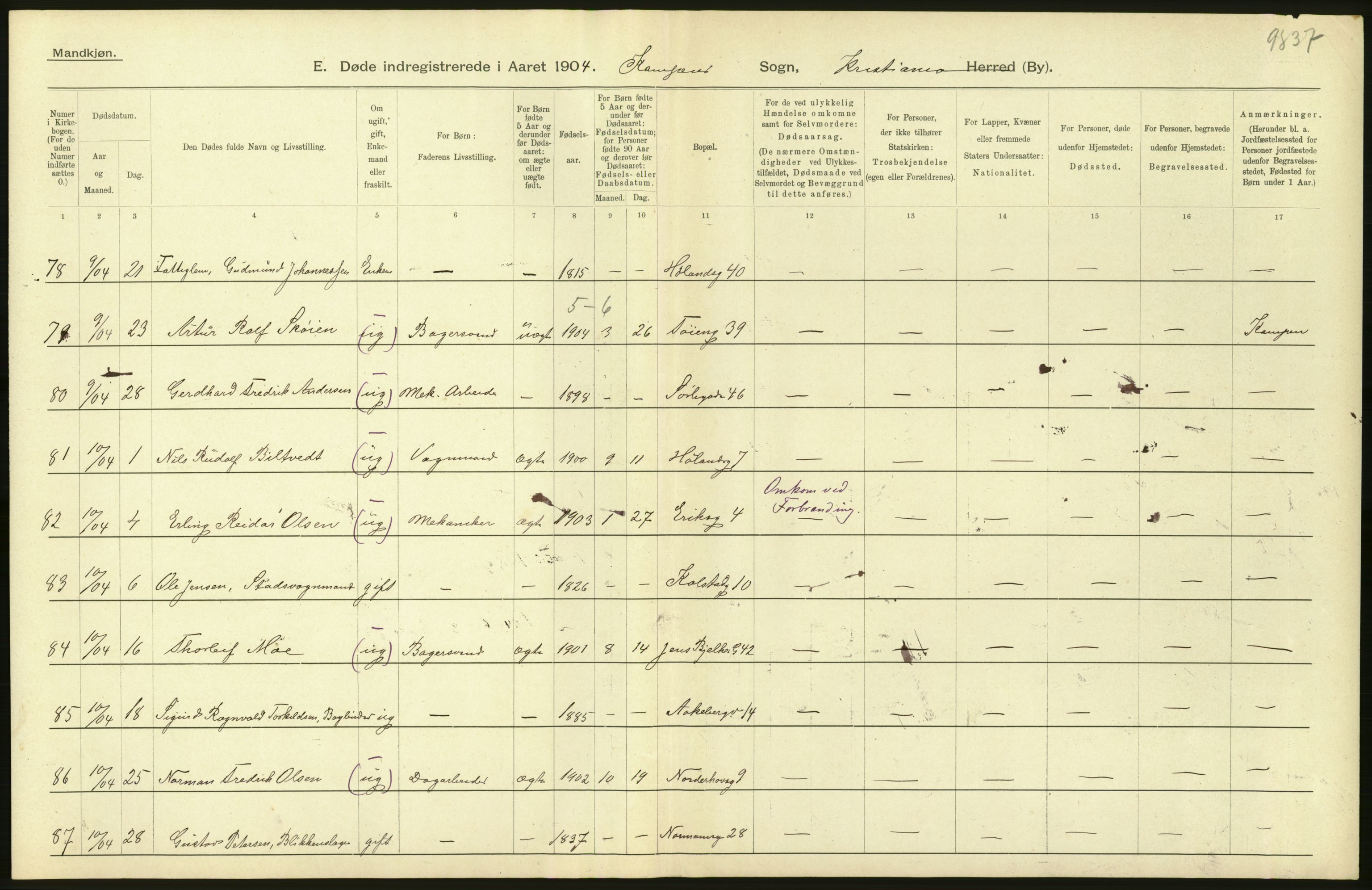 Statistisk sentralbyrå, Sosiodemografiske emner, Befolkning, AV/RA-S-2228/D/Df/Dfa/Dfab/L0004: Kristiania: Gifte, døde, 1904, p. 522