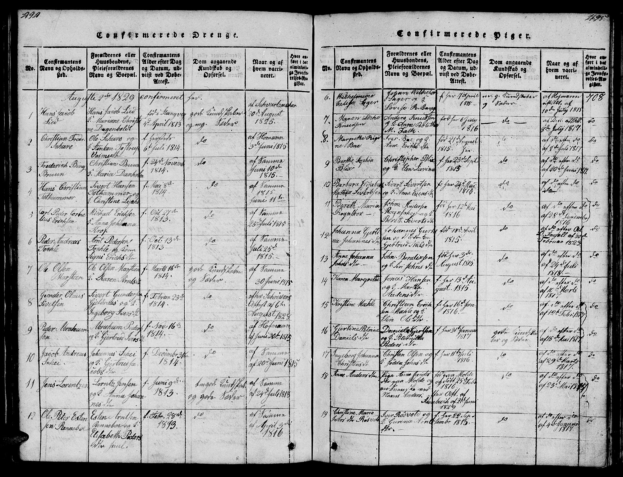 Ministerialprotokoller, klokkerbøker og fødselsregistre - Møre og Romsdal, AV/SAT-A-1454/572/L0856: Parish register (copy) no. 572C01, 1819-1832, p. 494-495